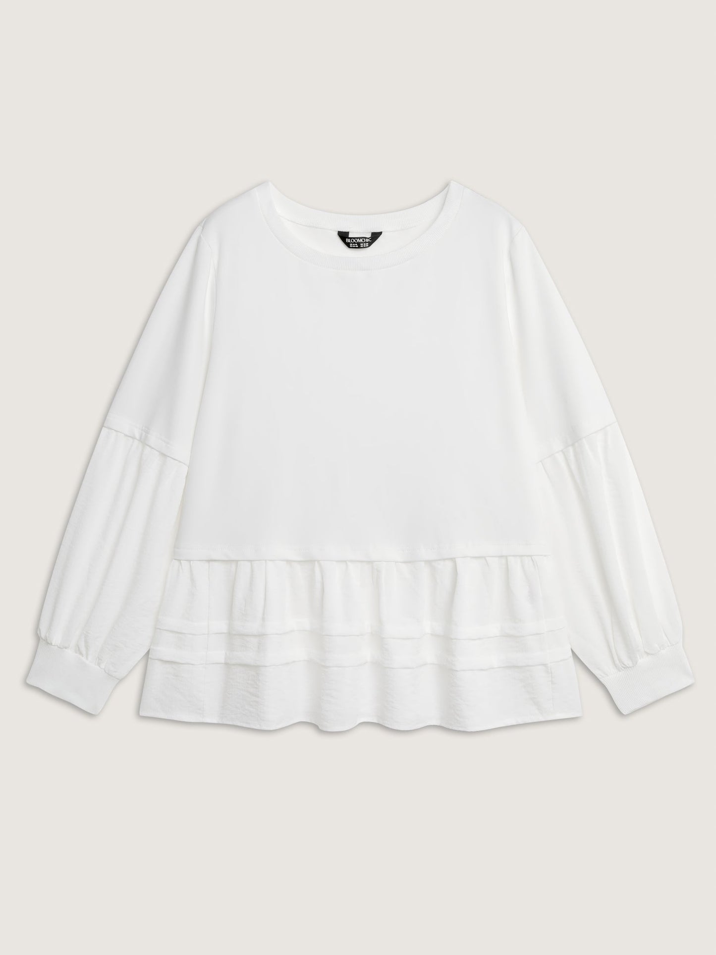 Textured Faux Two-Piece Pleated Sweatshirt