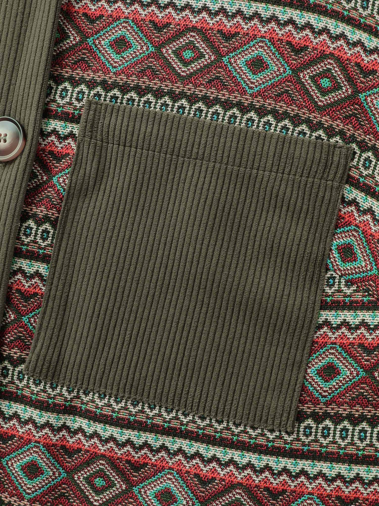 Corduroy Spliced Yarn-Dyed Contrast Jacket