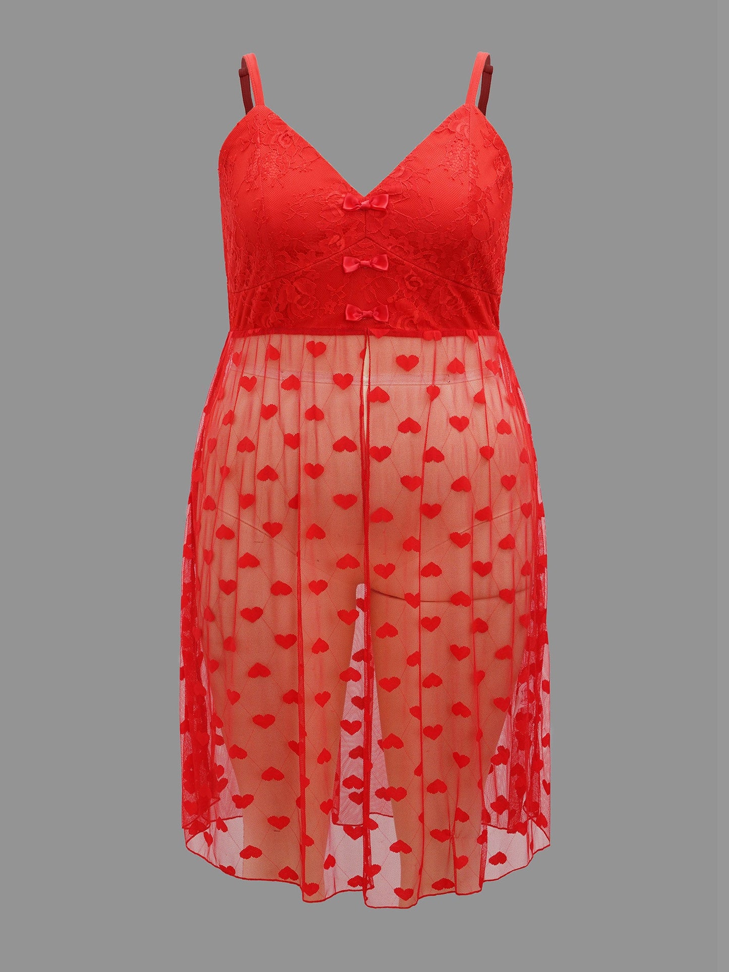 Heart Lace Mesh Split Hem Sleep Dress