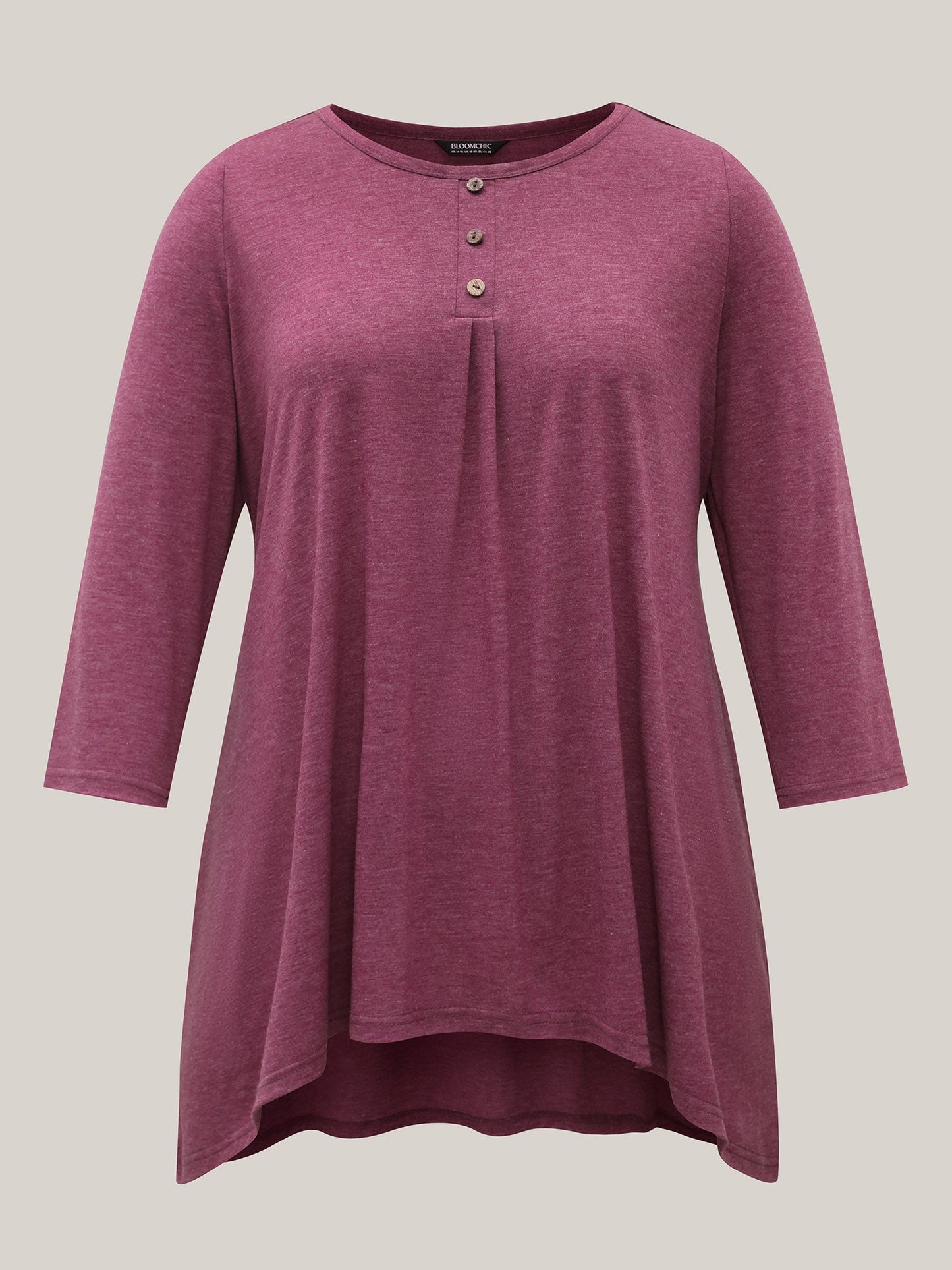 Button-Front High Low Hem Knit Top
