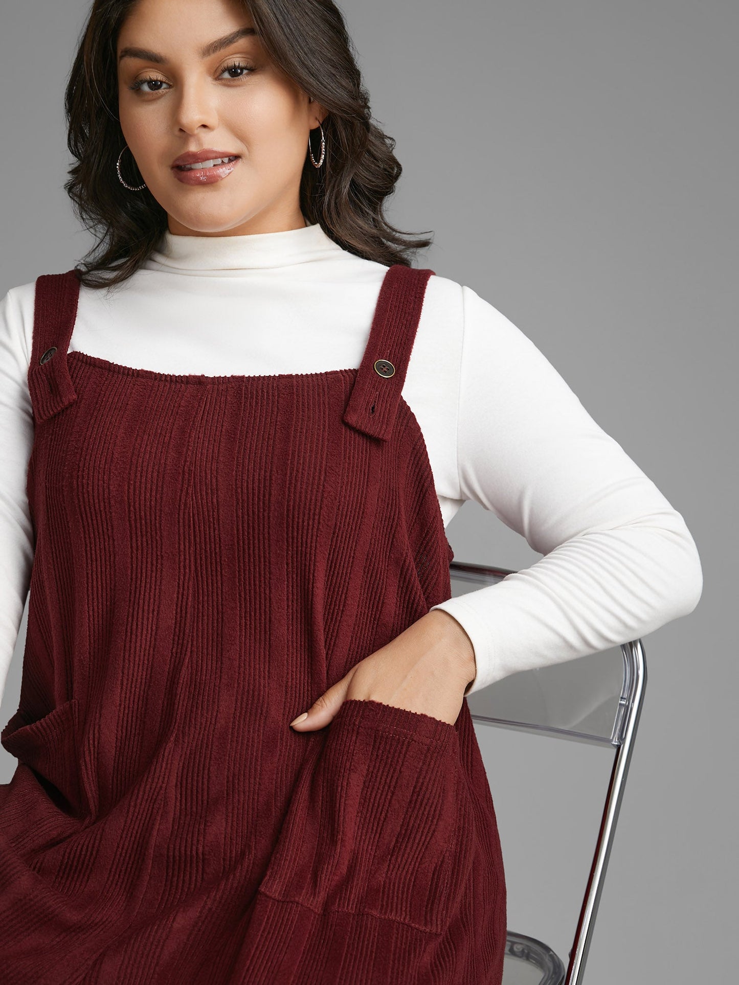 Textured Pockets Straight Leg Overall
