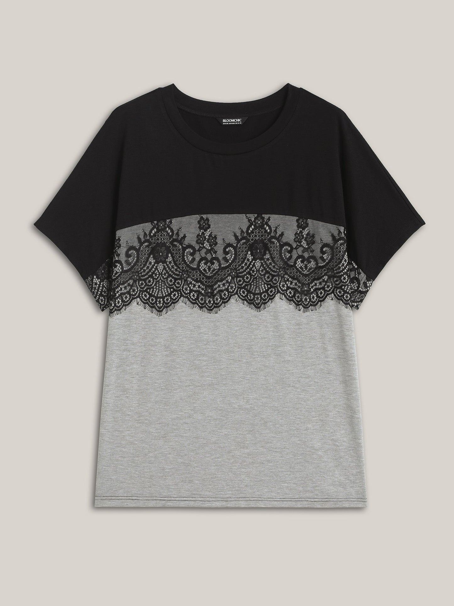 Lace Design Color Contrast T-Shirt