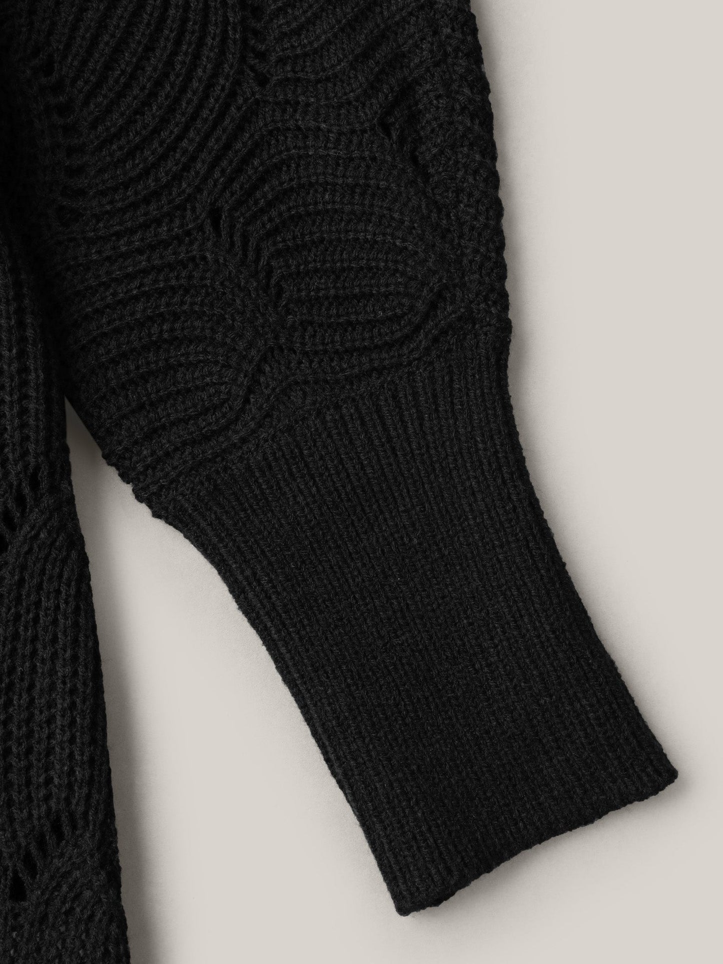 Textured Cut-Out Open-Front Cardigan