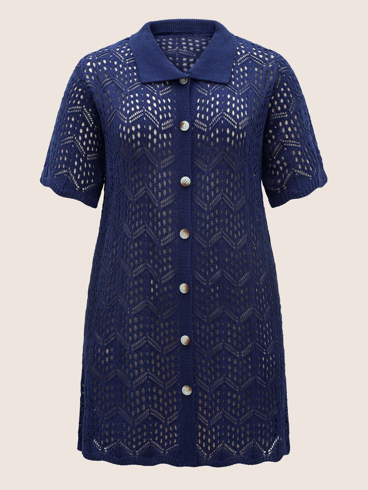 Polo Neck Geometric Cut Out Swim Cover Up
