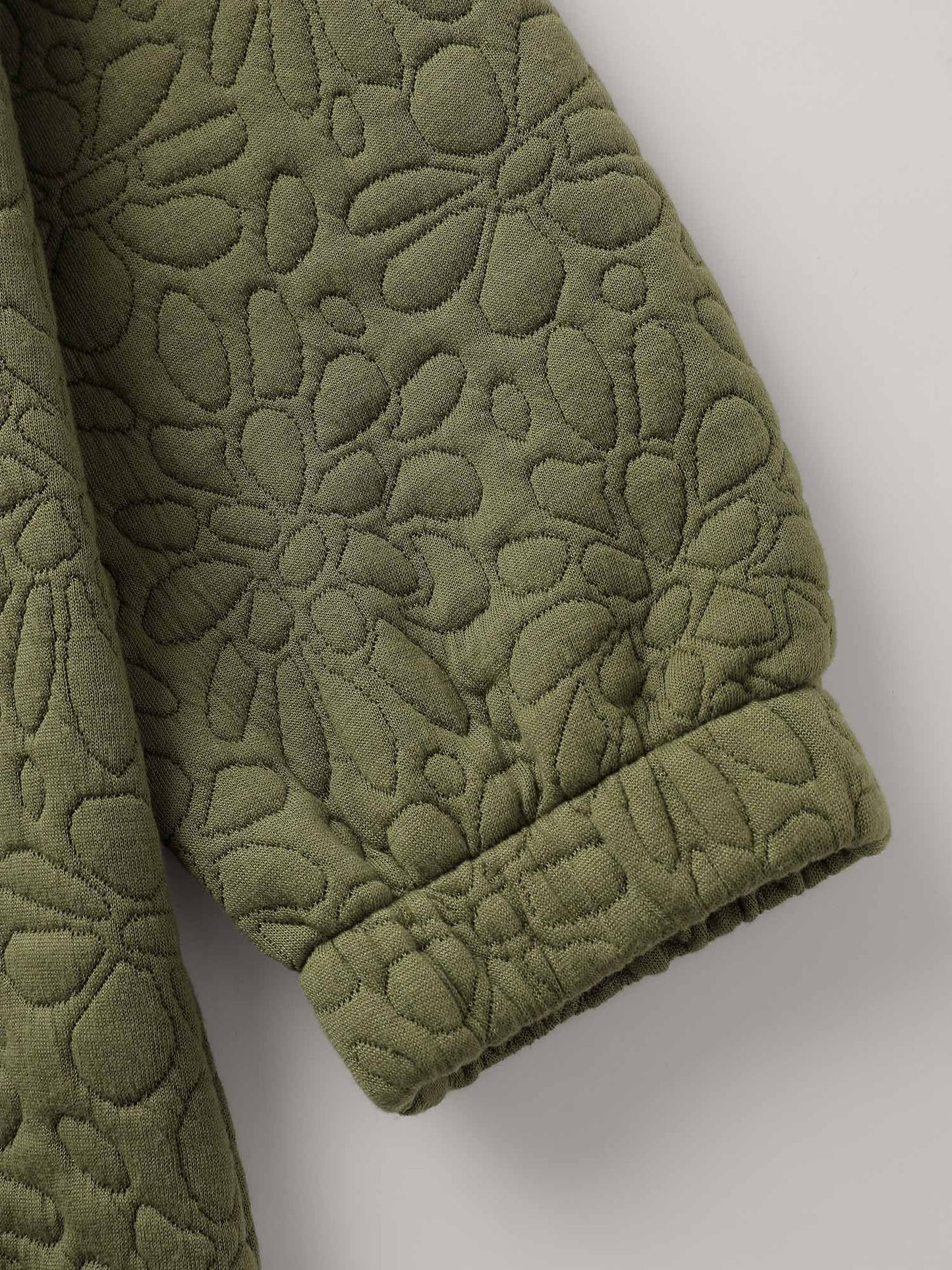 Floral Textured Zipper Front Jacket