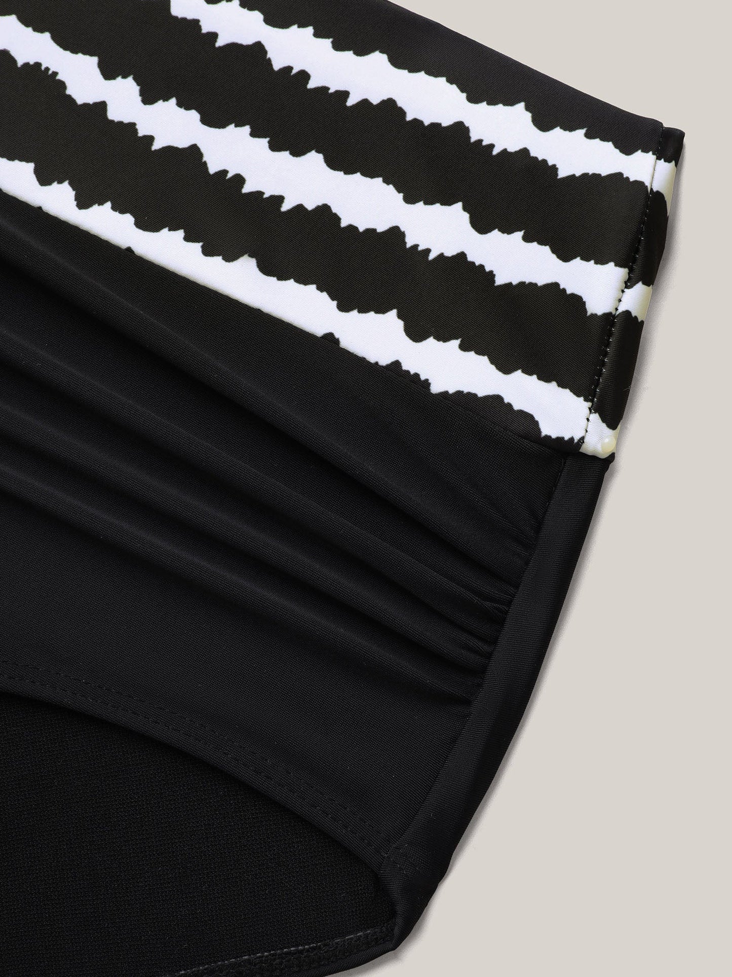 Striped Waist Pleated Swim Bottoms