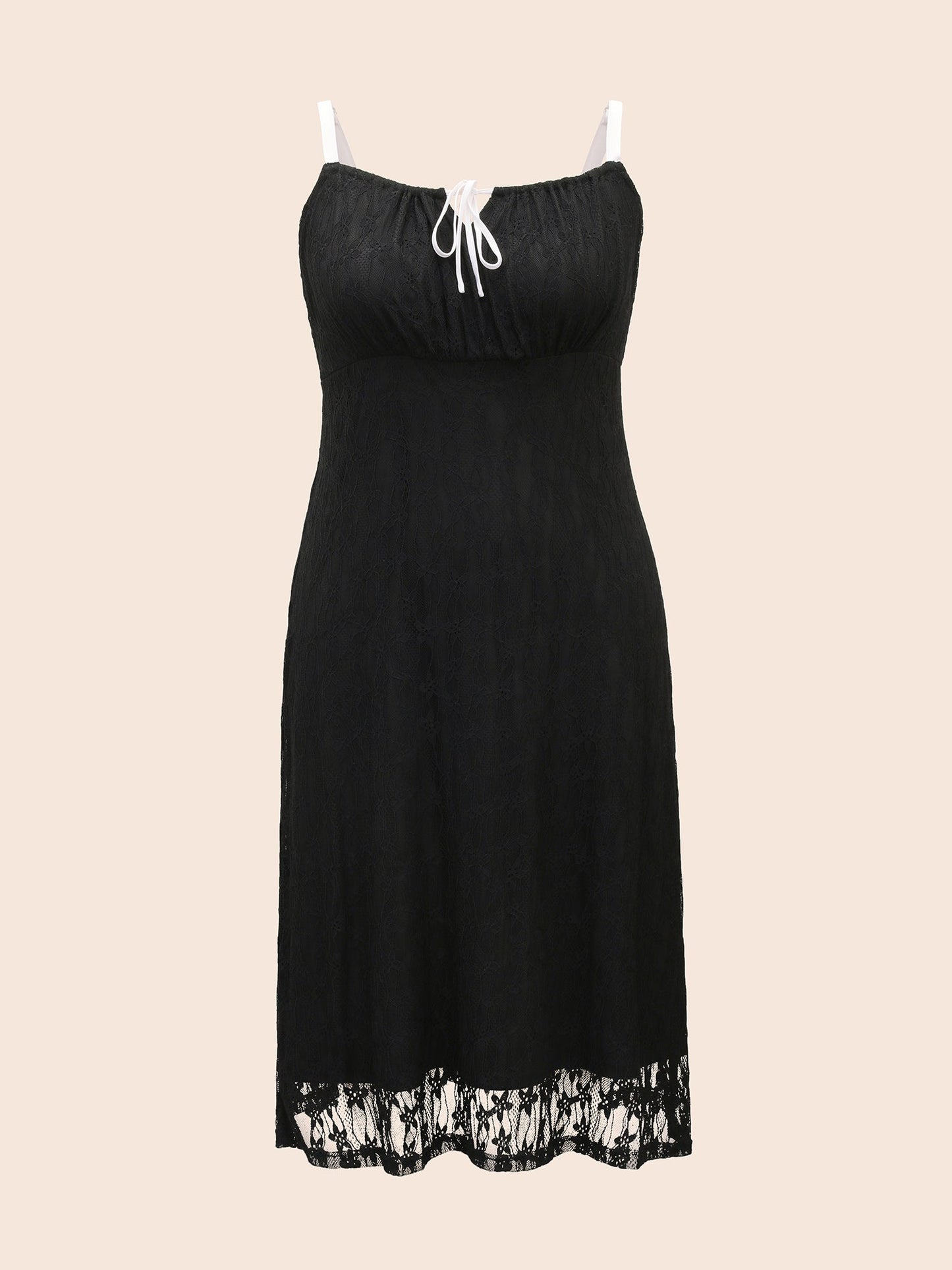 Contrast Tie Knot Lace Panel Cami Dress