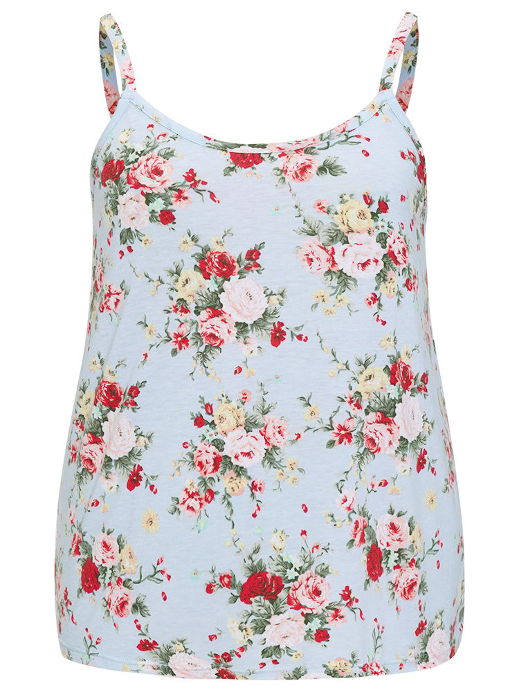 Floral Print Crew Neck Sleep Cami Top