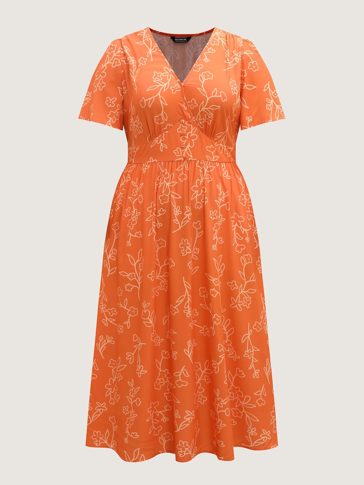 Rayon Silhouette Floral Print Midi Dress