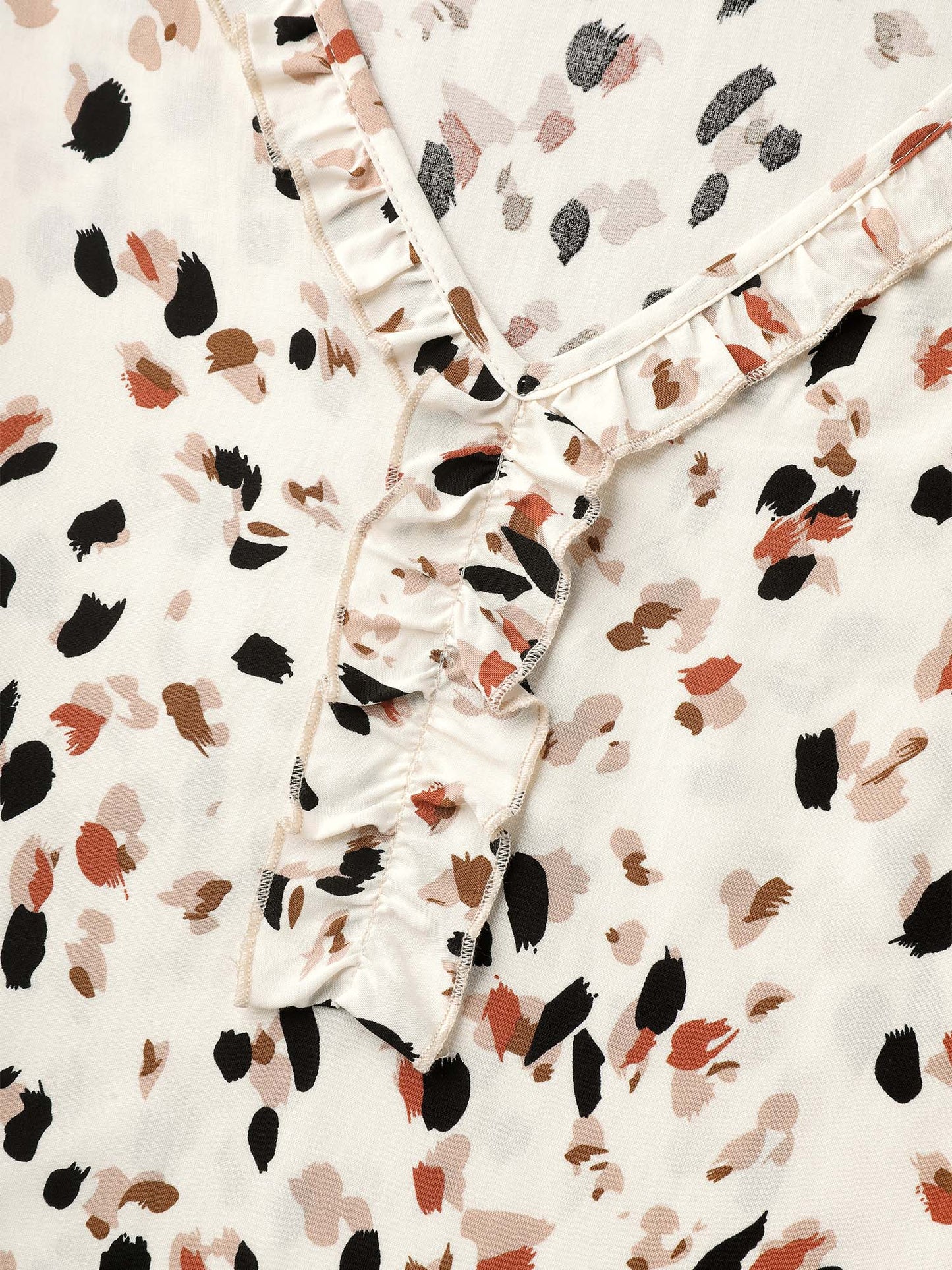Leopard Print Ruffled Detail Shirt