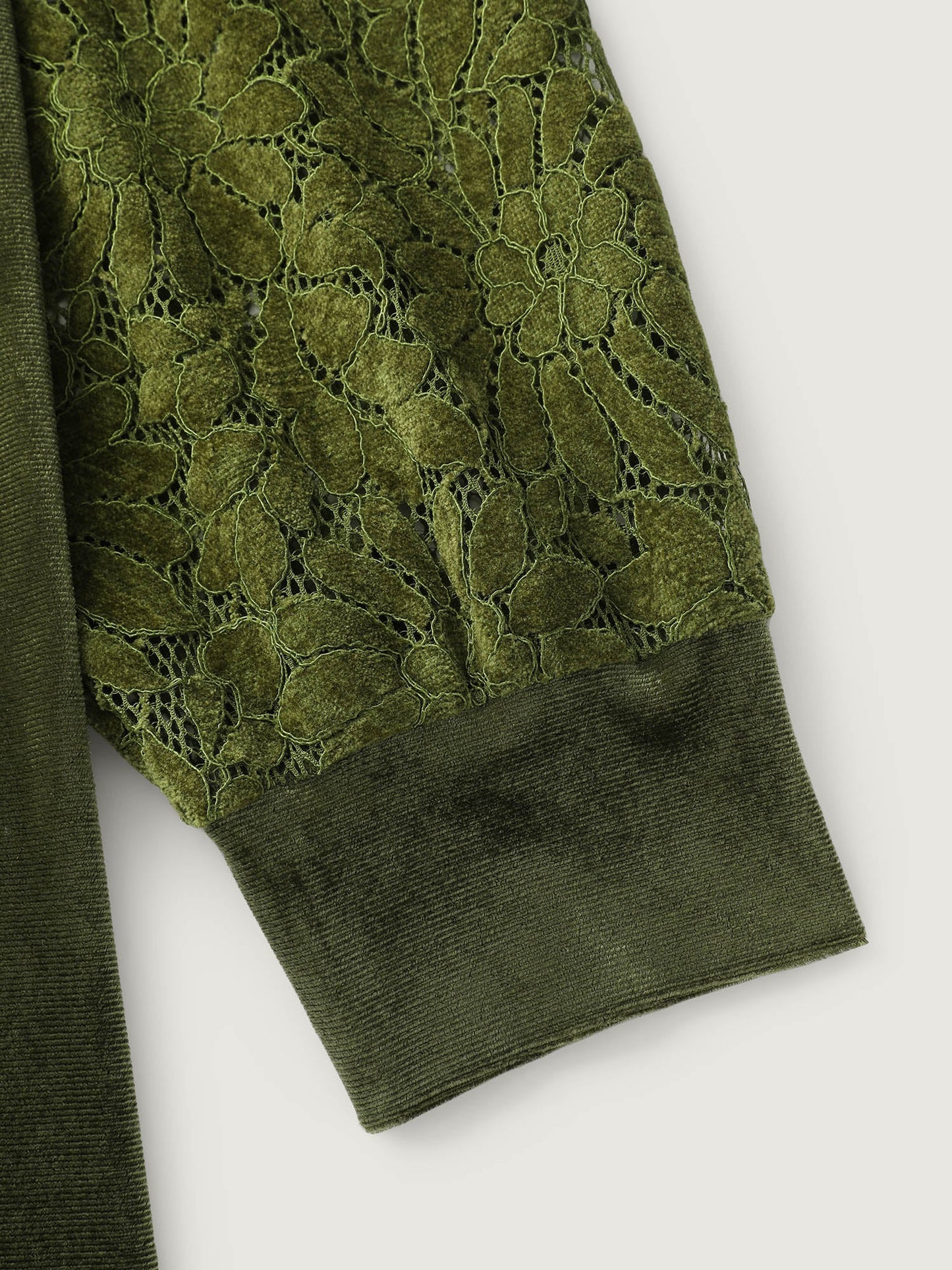 Velvet Stretchy Spliced V-Neck Blouse
