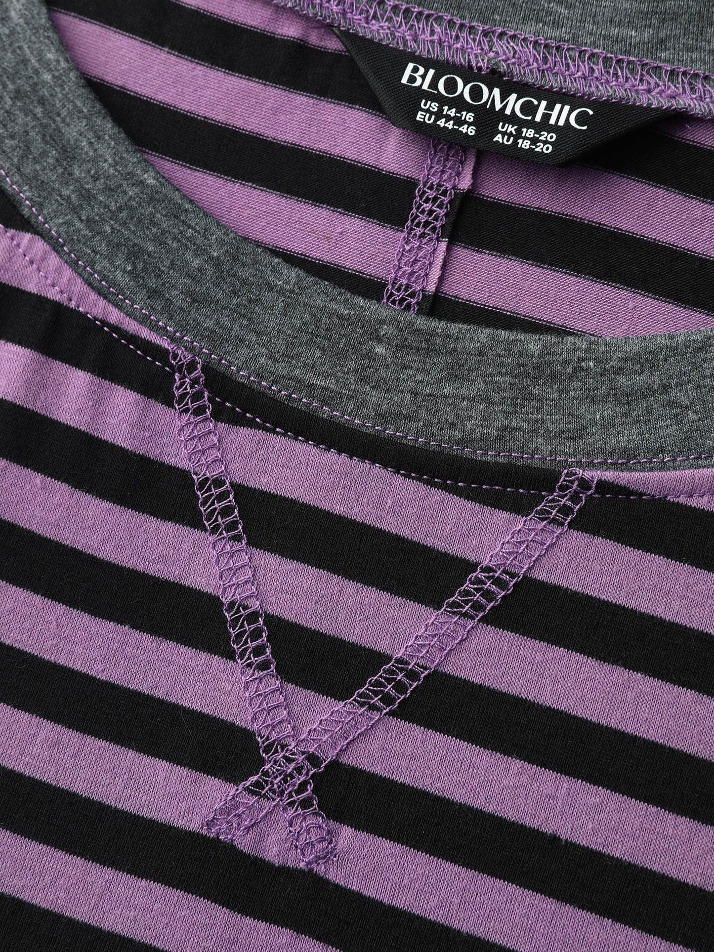 Stripe Color Contrast Stretchy T-Shirt
