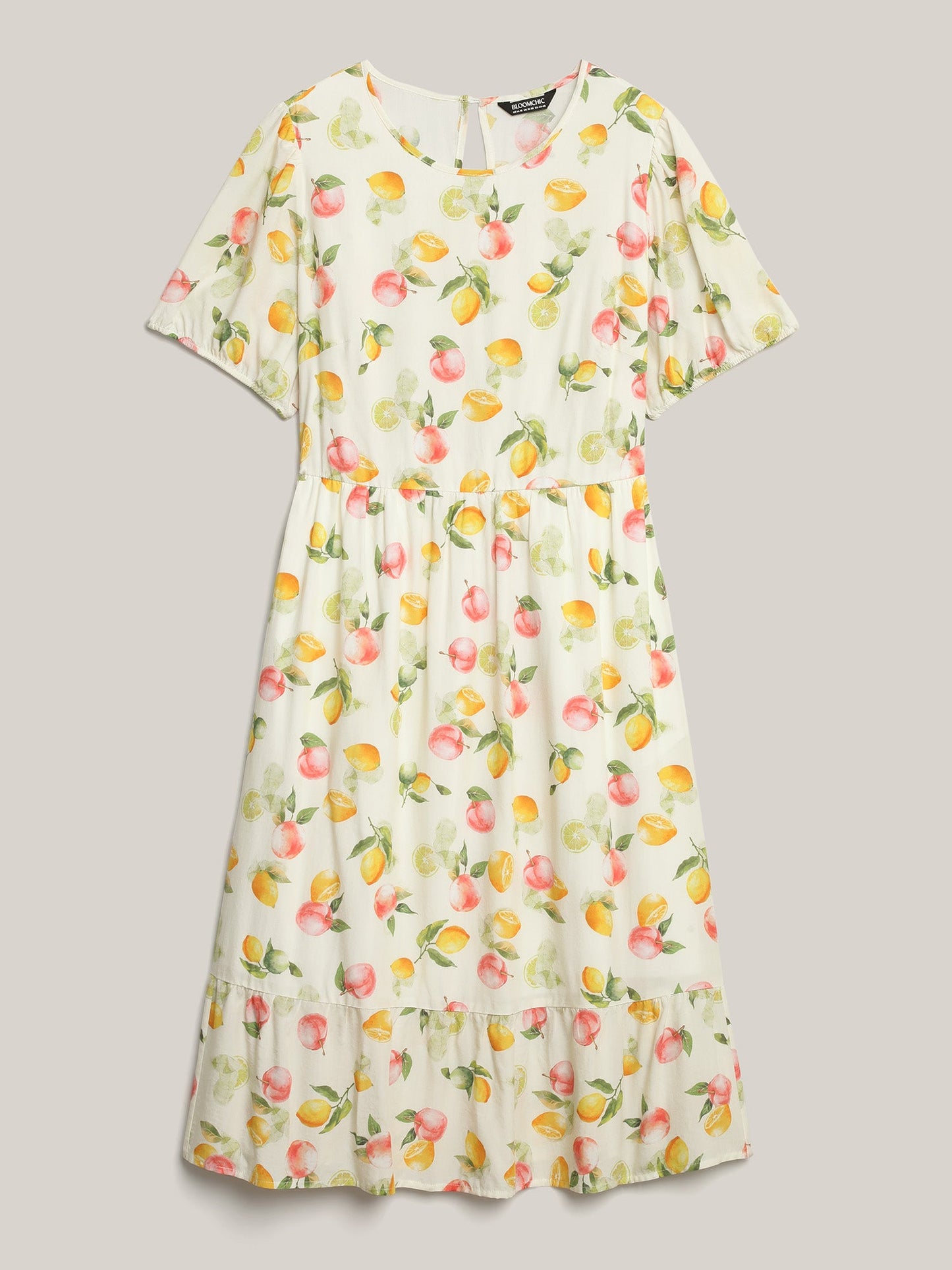 Fruity Fun Print Cut-Out Midi Dress