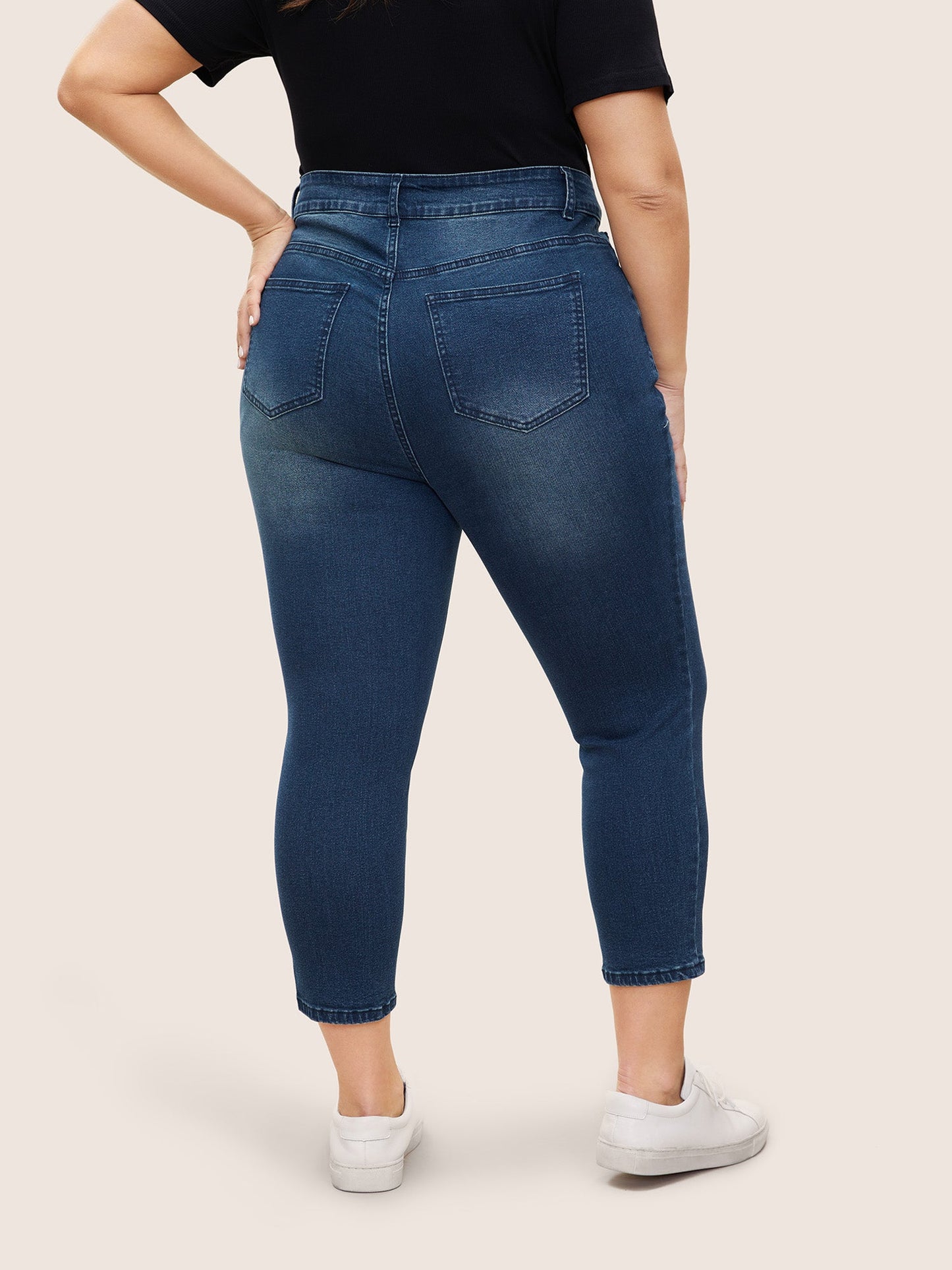 Dark Wash Pocket Slim Cropped Jeans