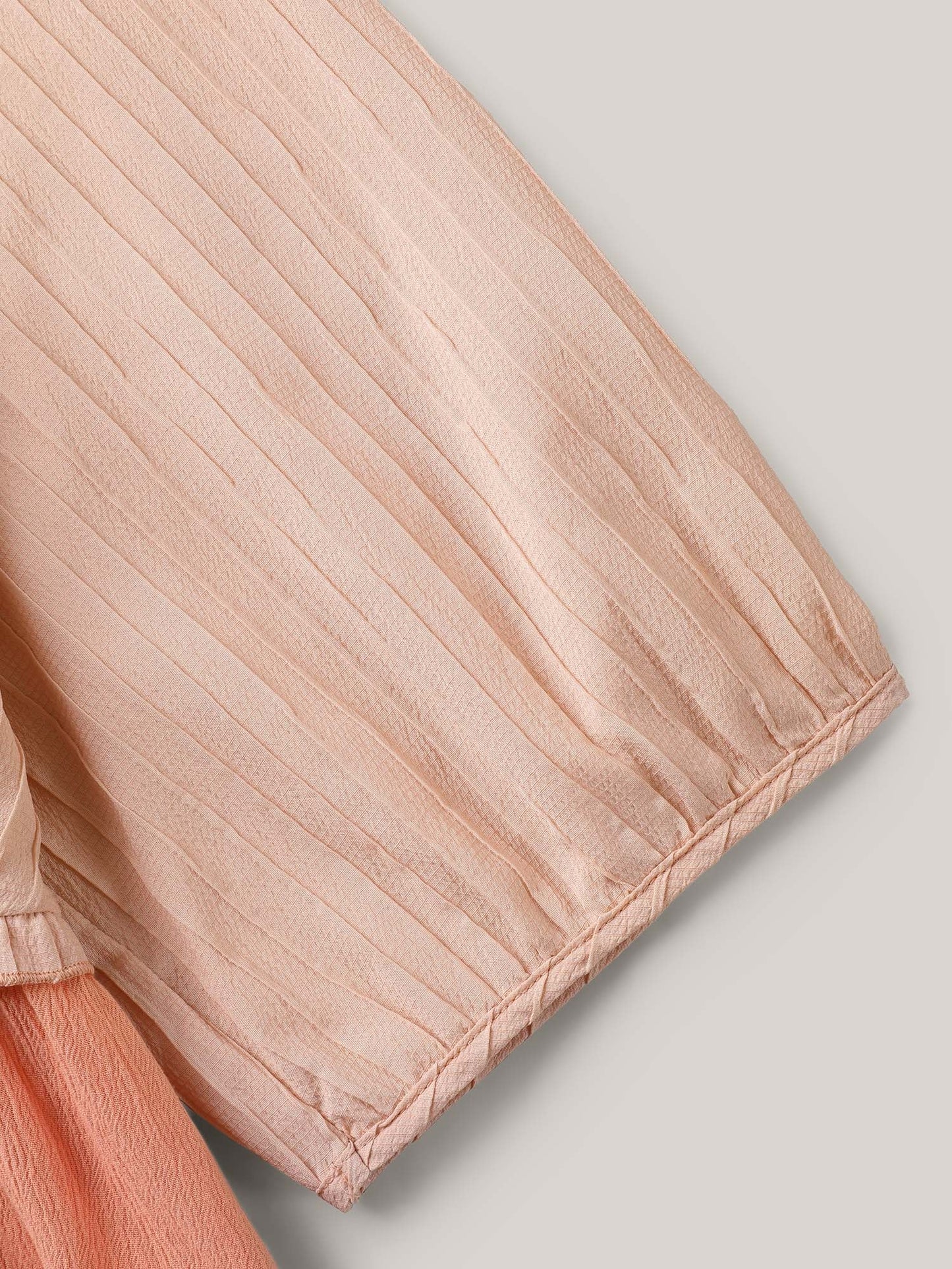 Pleated Layered Sheer Puff Sleeve Blouse