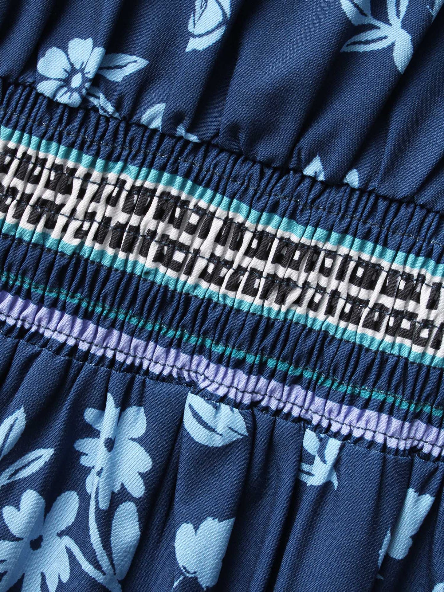Boho Print Shirred Dolman Sleeve Dress