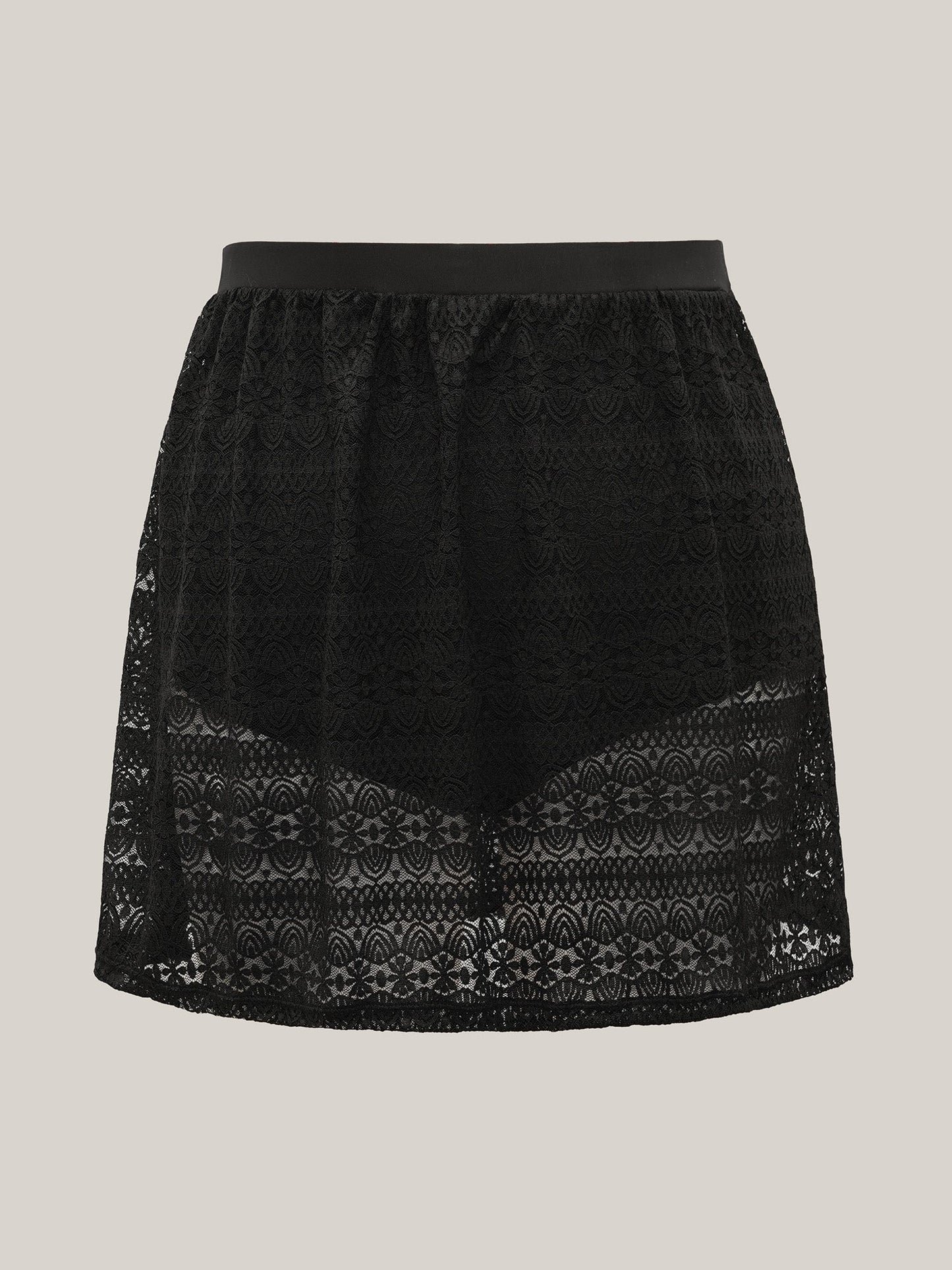 Eyelet Trim Lace Pleated Swim Bottoms