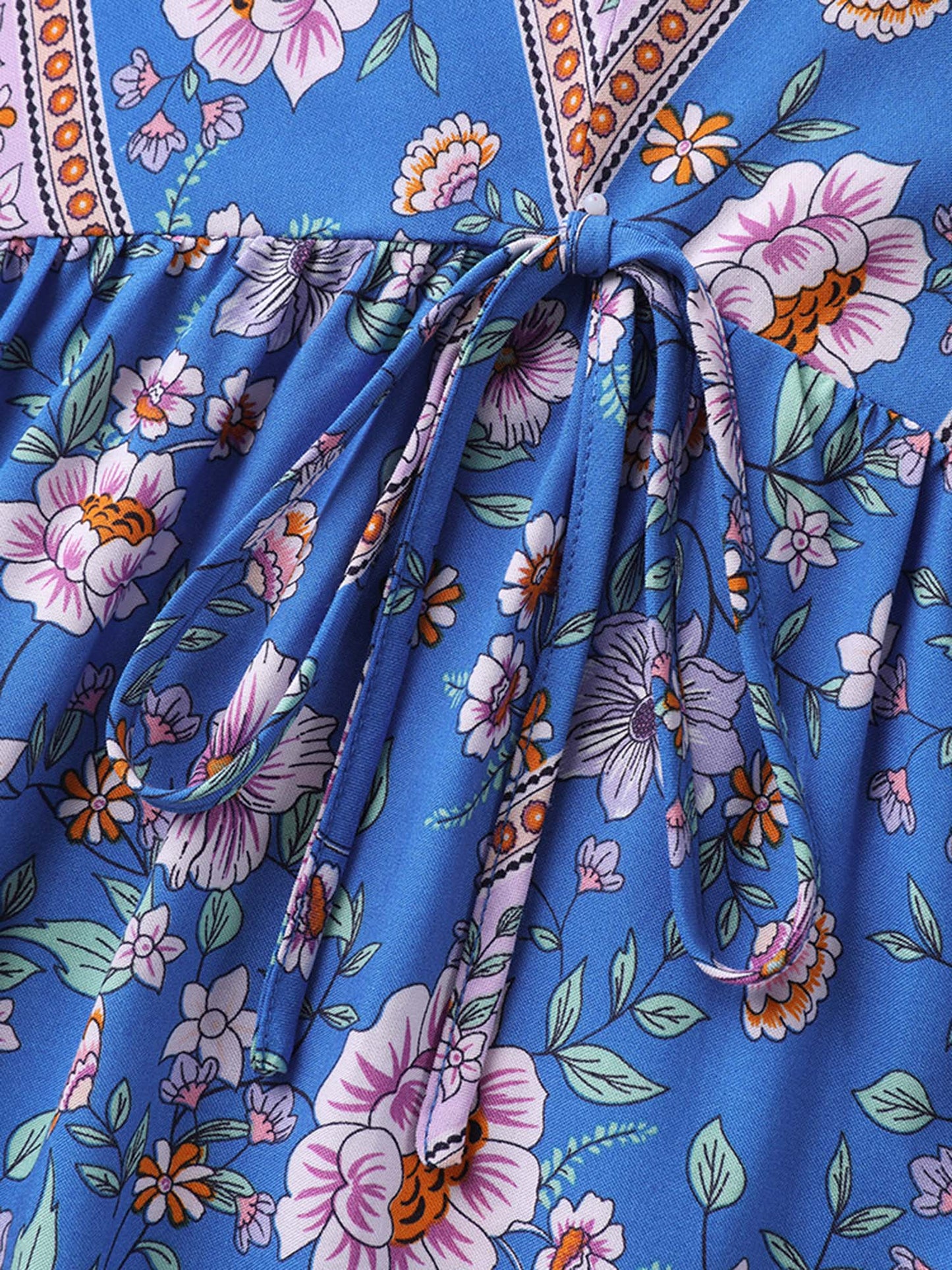 Asymmetrical Floral Print V-Neck Blouse