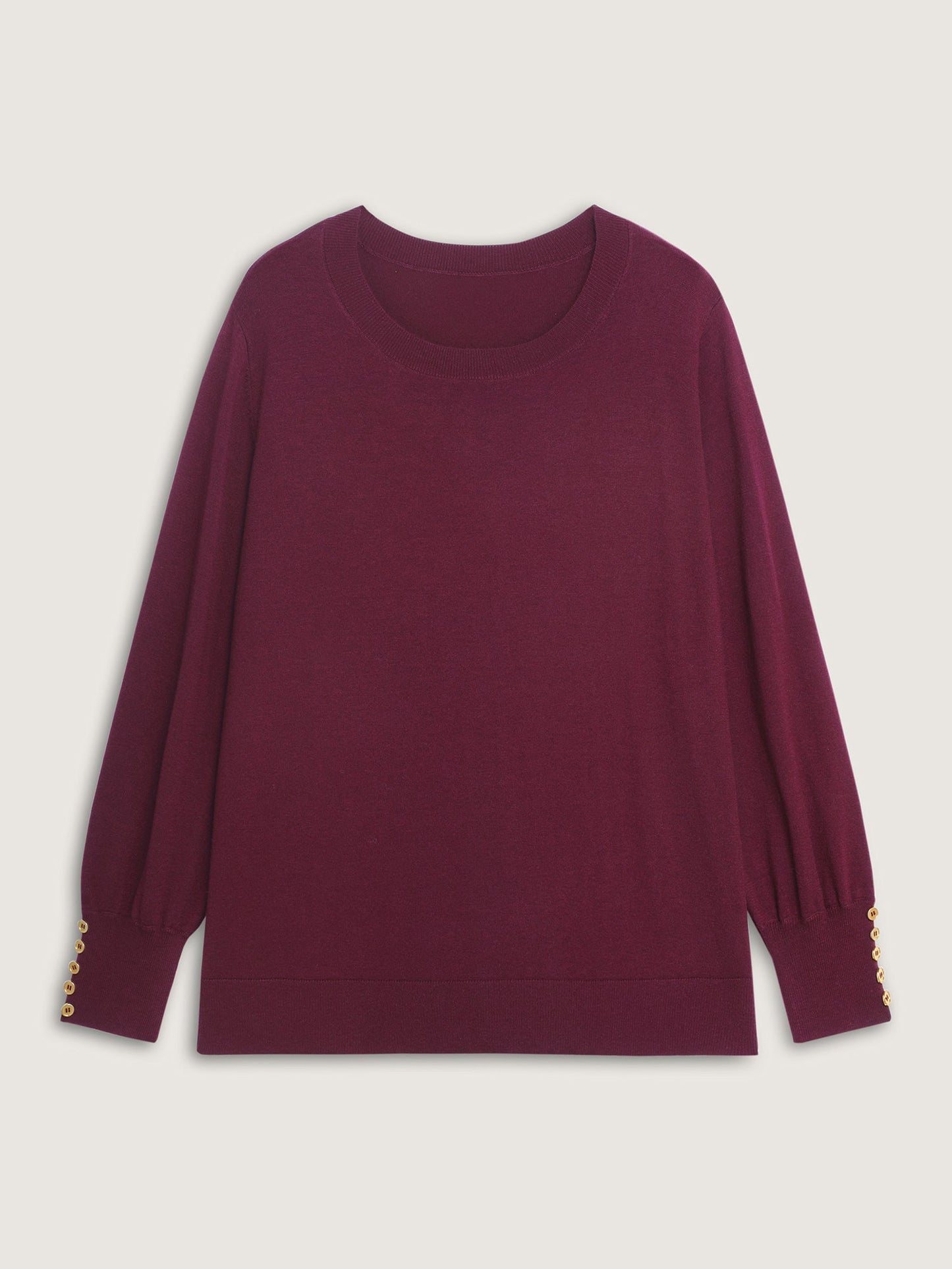 Lantern Sleeve Button Detail Pullover