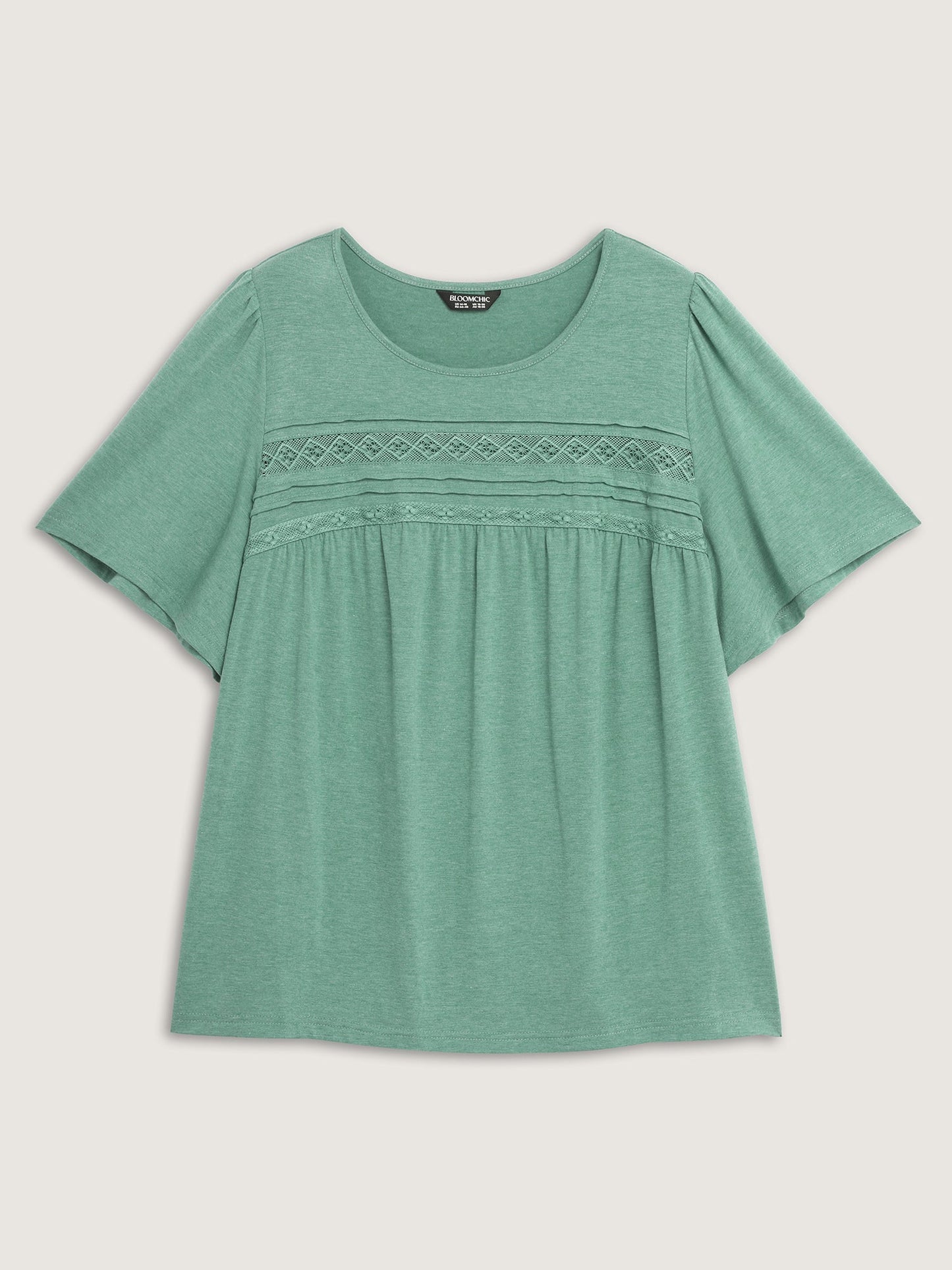 Supersoft Pleated Detail Lace Trim T-Shirt