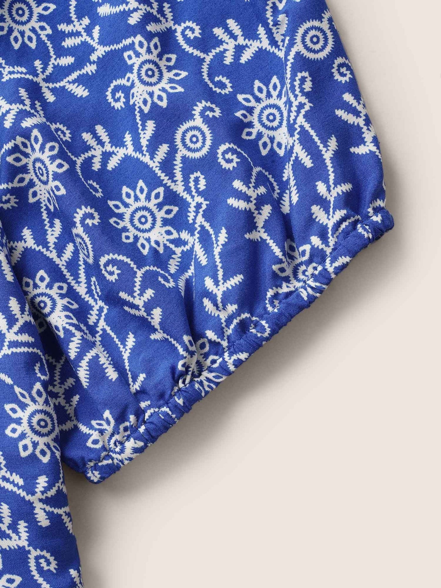 Bandana Print Notched Collar Lantern Sleeve Blouse