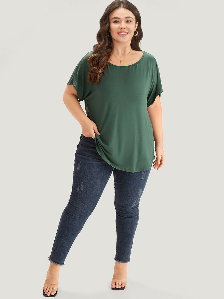 Supersoft Essentials Plain Batwing Sleeve Cut Out T-shirt