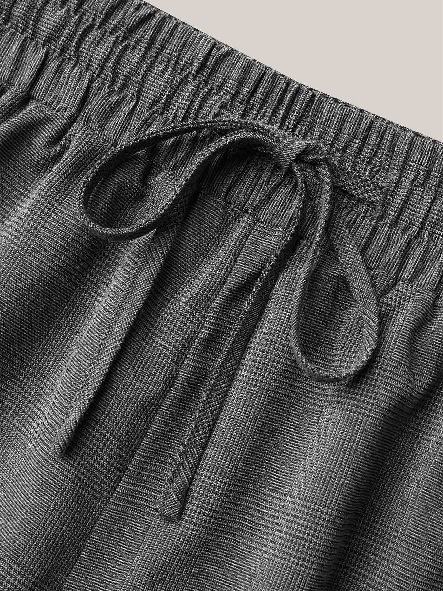 Waist Drawstring Plaid Wide Leg Pants