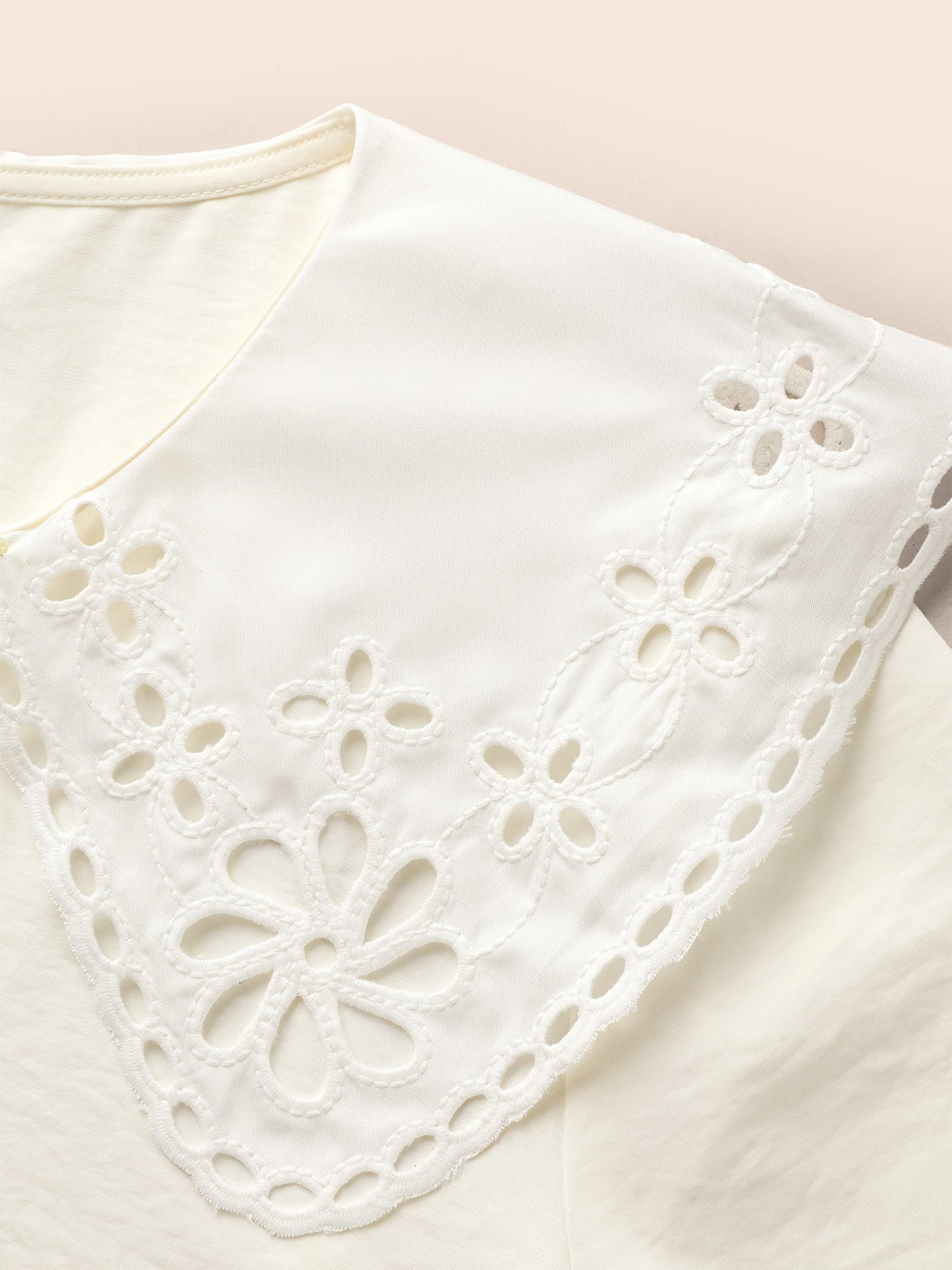 Lace Collar Lantern Sleeve Pleated Blouse