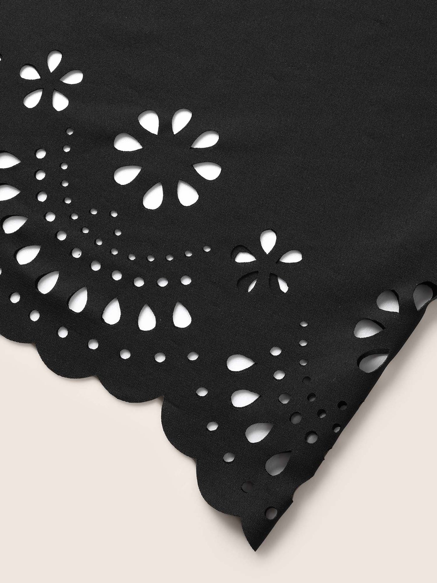 Laser Cut Elastic Waist Pocket Skirt