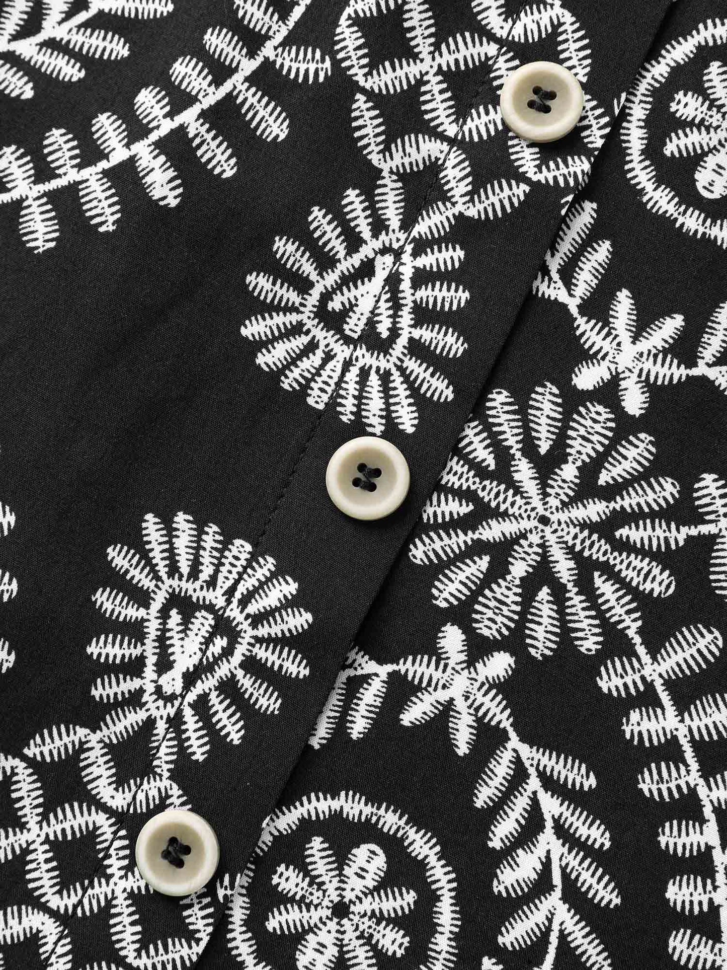 Boho Print Button Placket Blouse