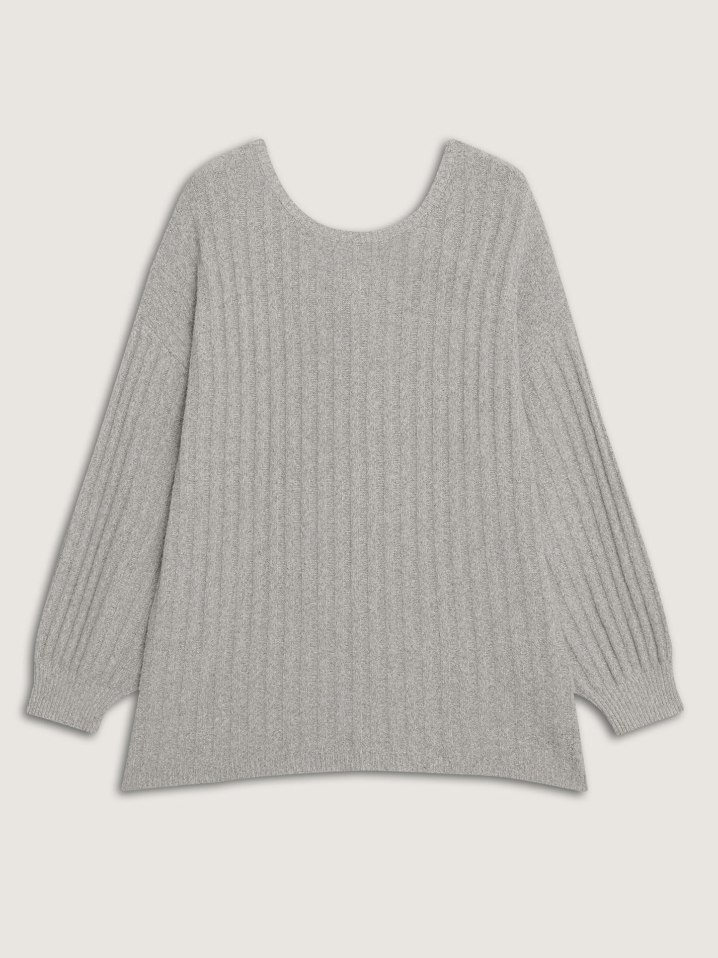 Back Bow-Tie Ribbed Texture Pullover