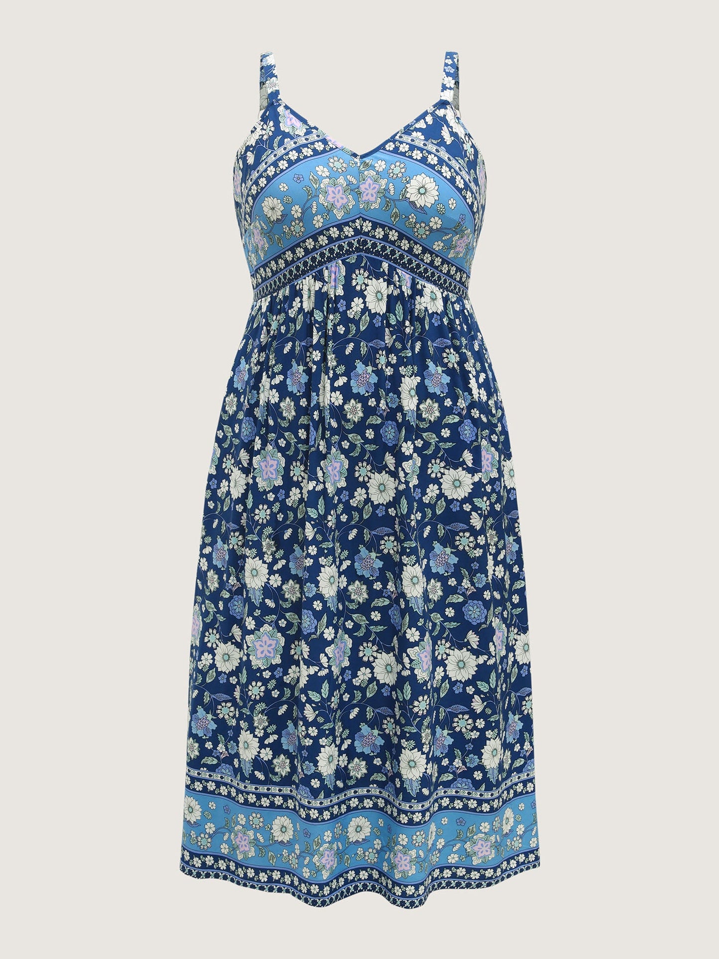 Floral Print Contrast Cami Midi Dress