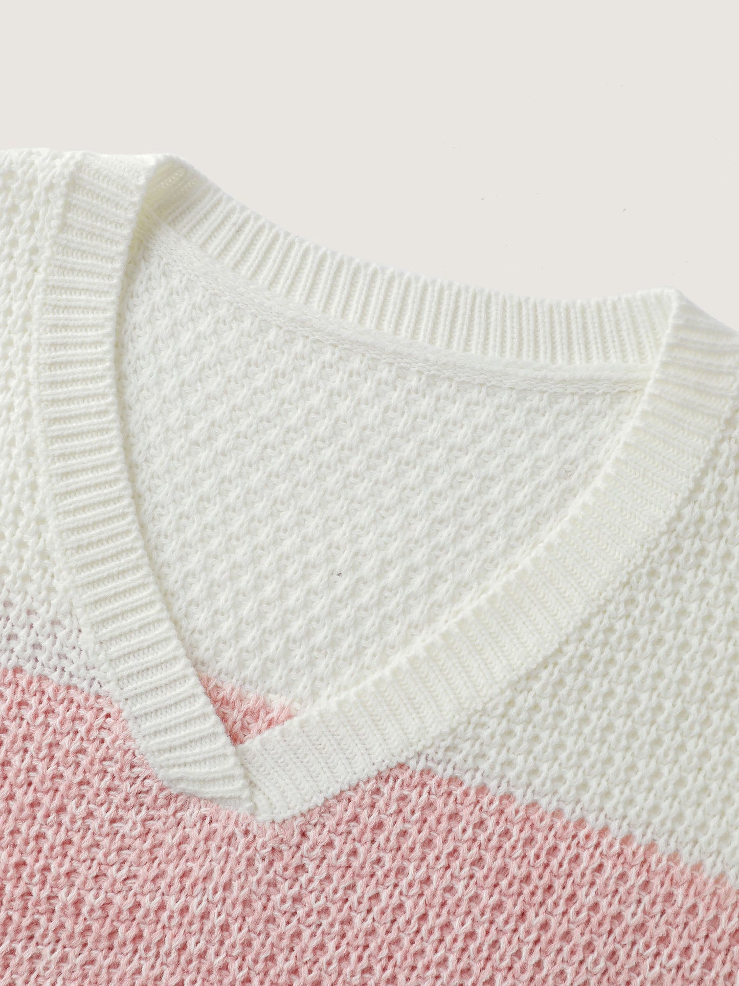 Colorblock Tissue-Textured Split Pullover