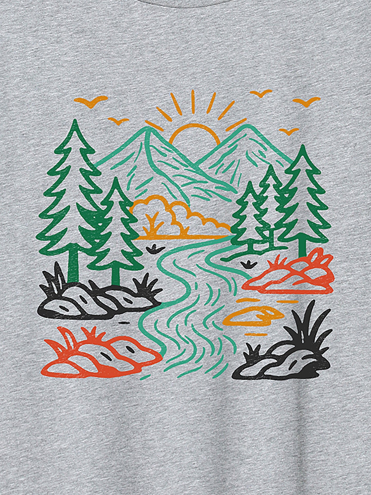 Mountain View Print Round Neck T-Shirt