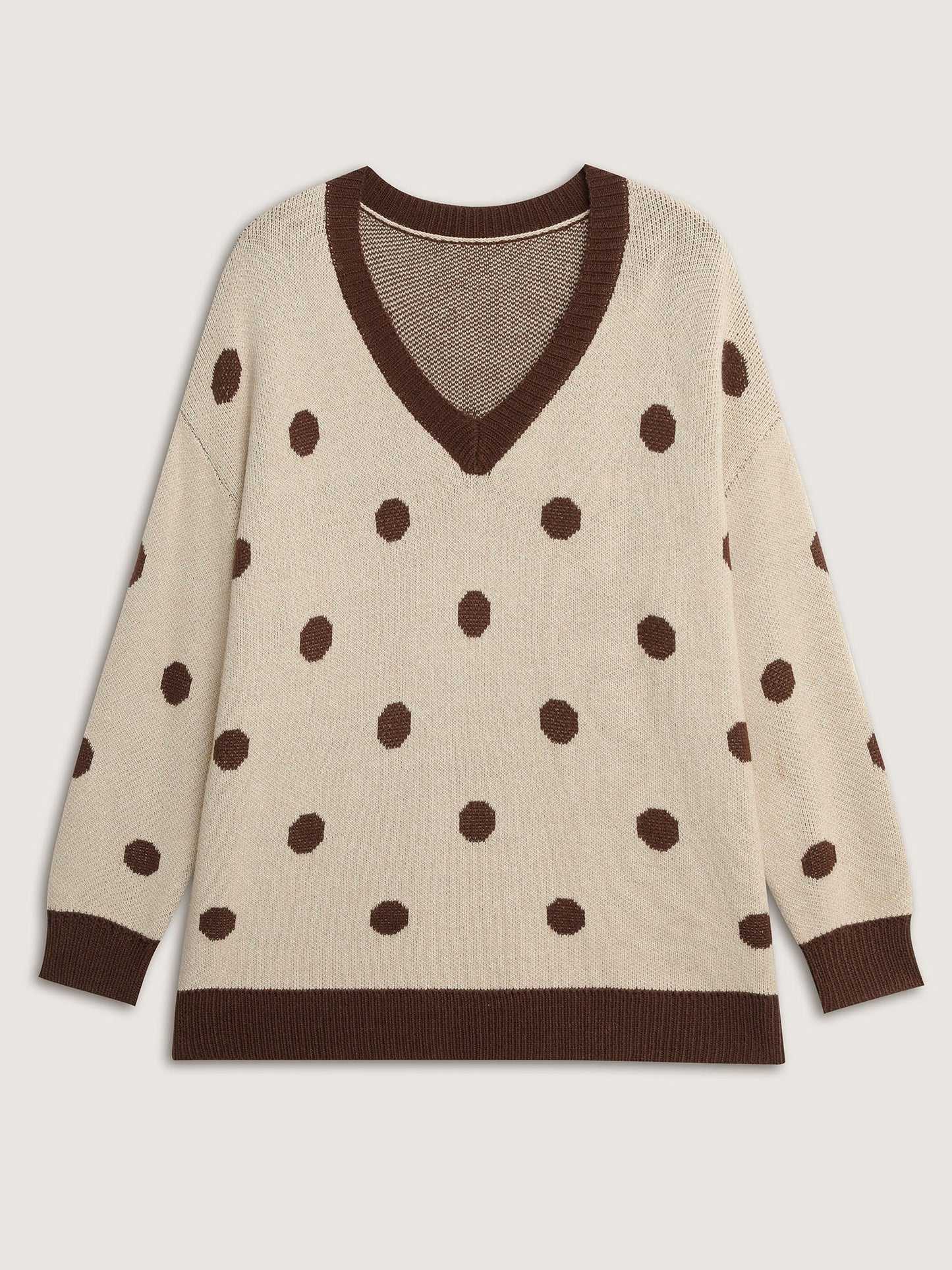Polka Dots Print Color Contrast Pullover