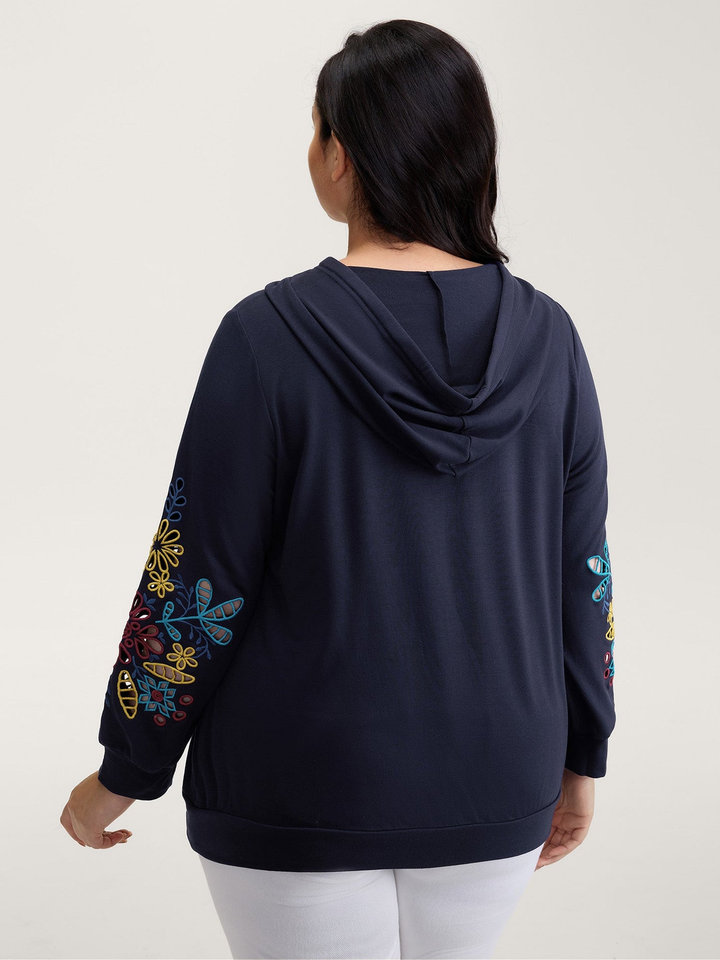 Supersoft Embroidered Sleeve Solid Hoodie