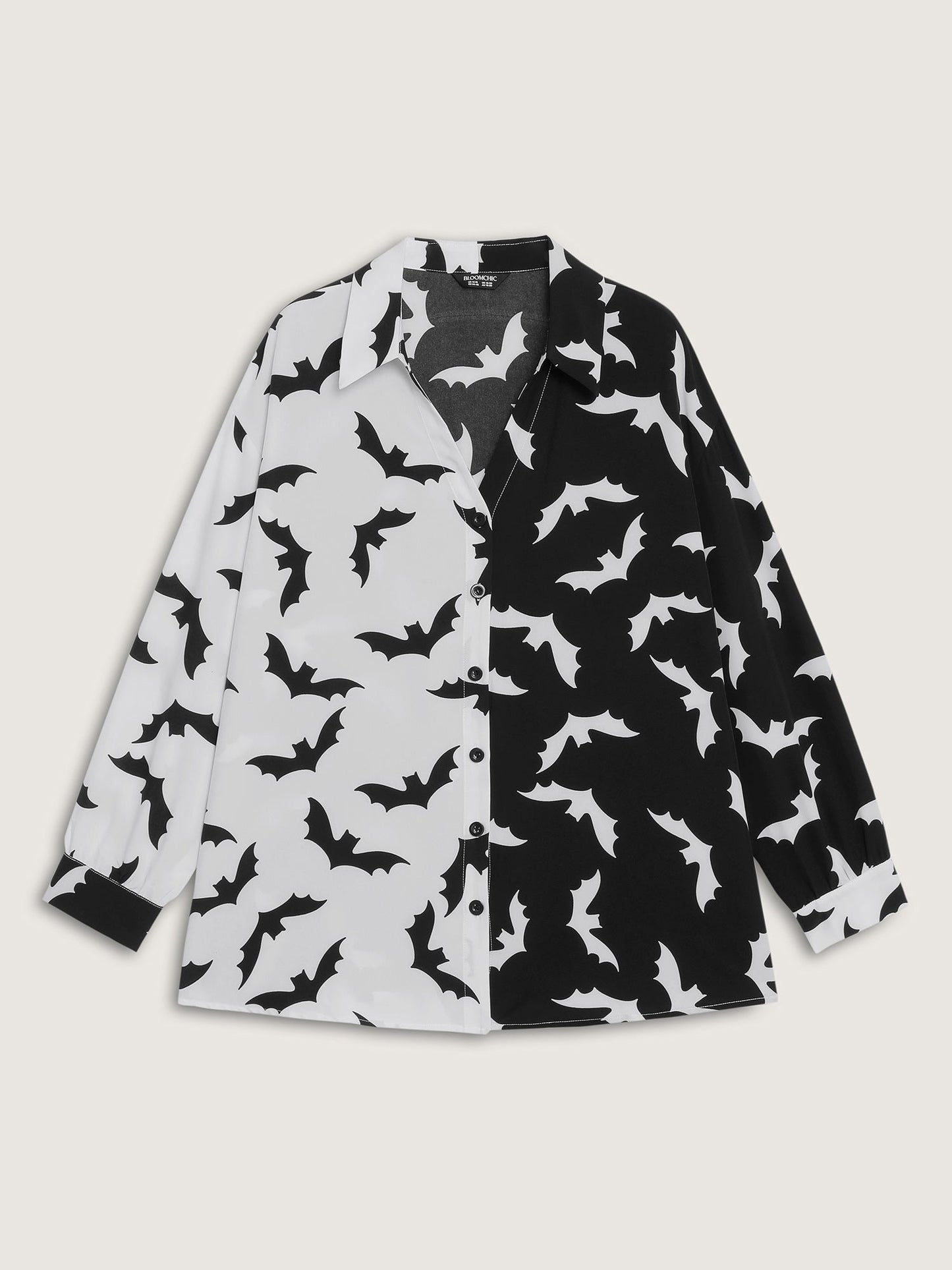 Color Block Flying Bats Button-Down Shirt