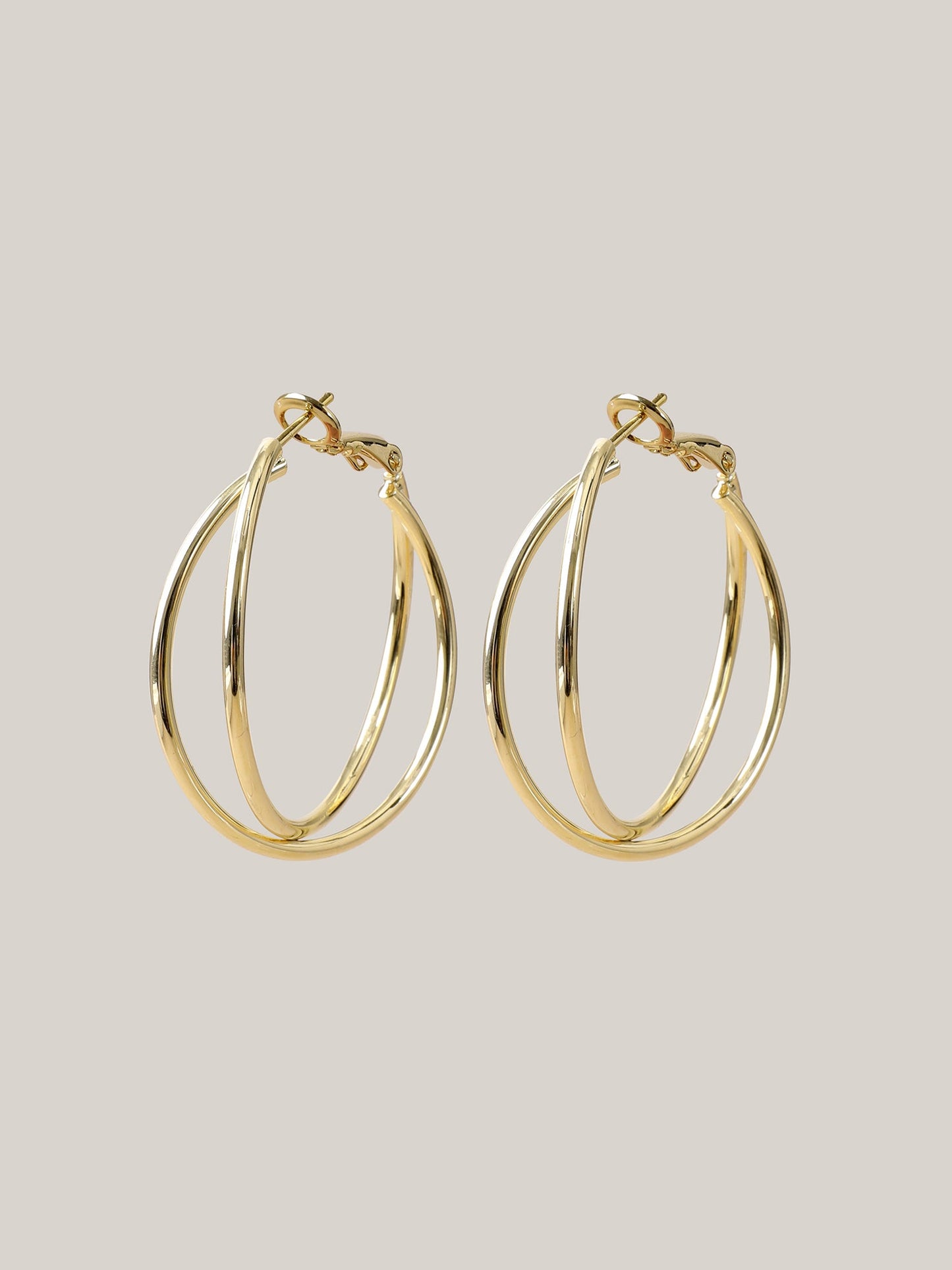 Double Ring Gold-Tone Earrings