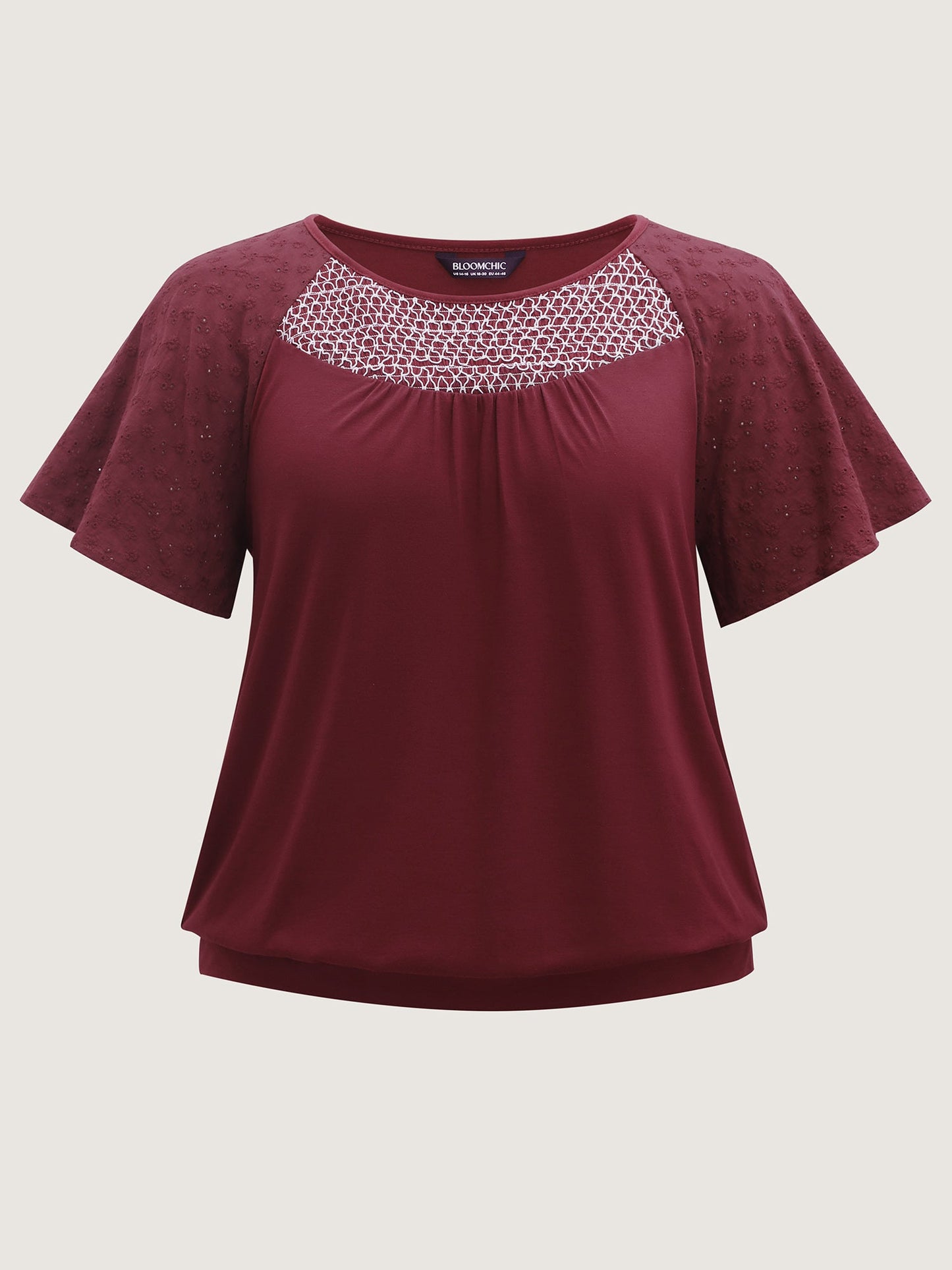 Textured Flared Sleeve Pleated Top