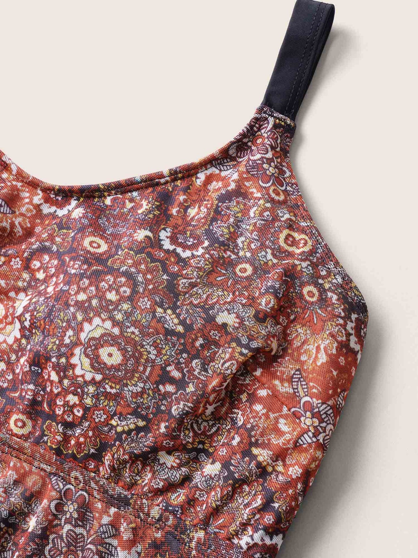 Bandana Print Adjustable Straps Mesh Swim Dress
