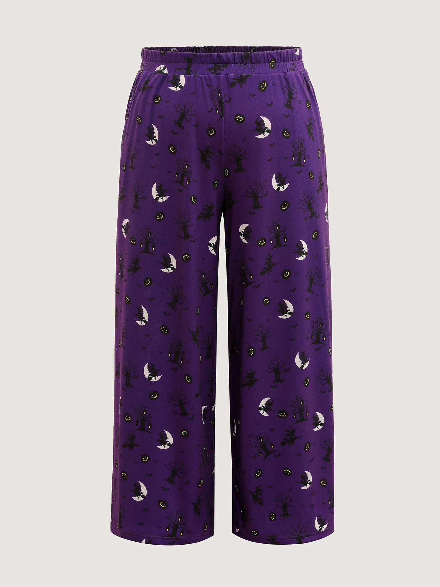 Midnight Halloween Print Wide-Leg Lounge Pants