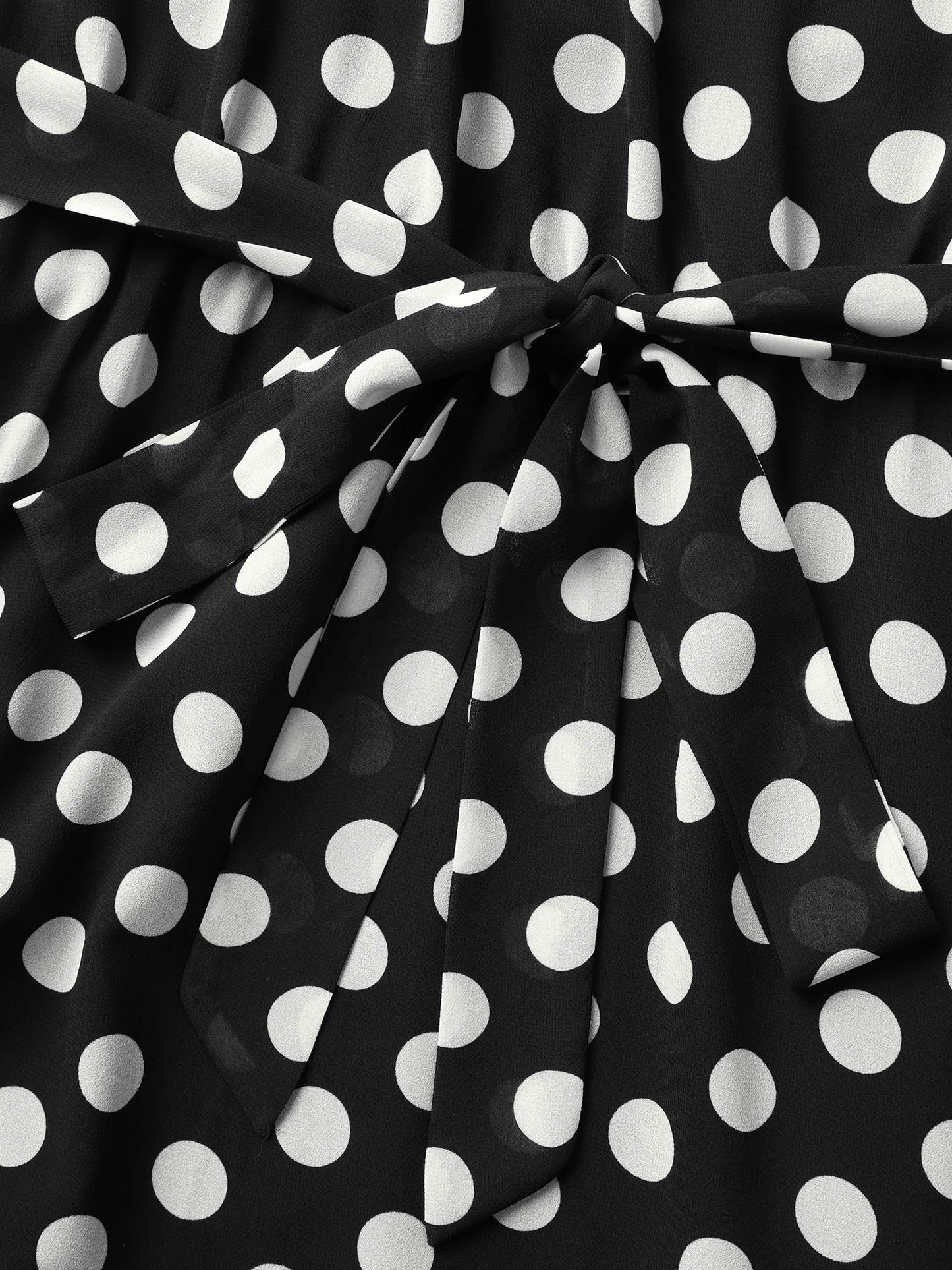 Halter Polka Dot Ruffle Hem Belted Dress