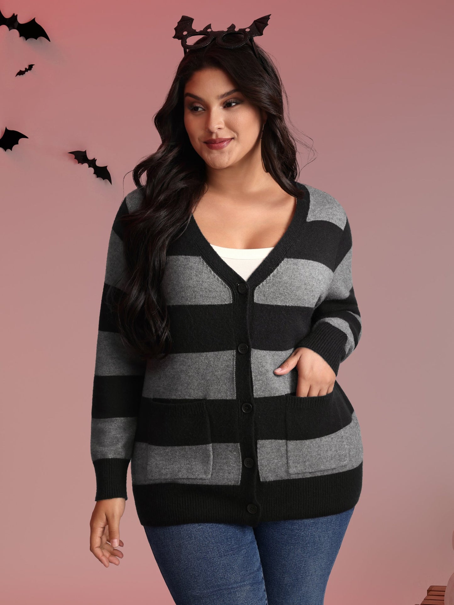 Supersoft Colorblock Button-Down Knit Cardigan