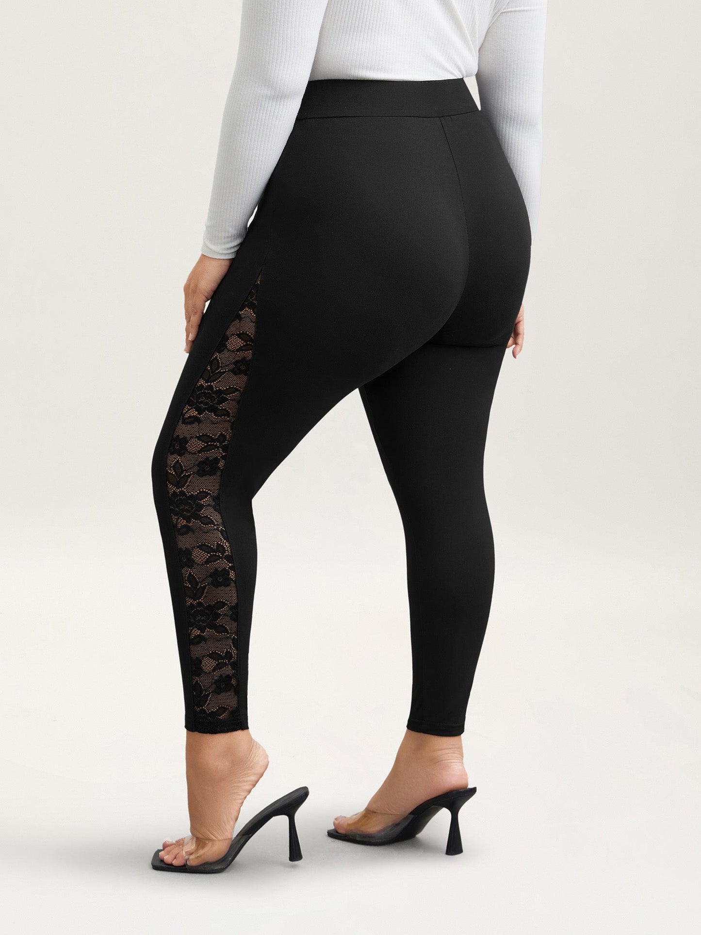 Lace Mid-Rise Tight Pants