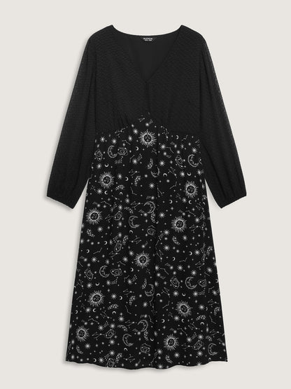 Starry Adventure Contrast Sheer Midi Dress