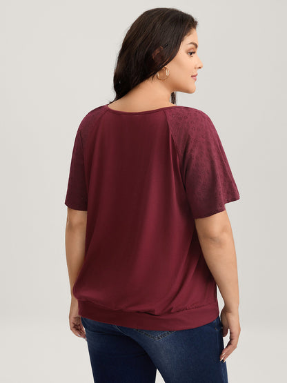 Textured Flared Sleeve Pleated Top