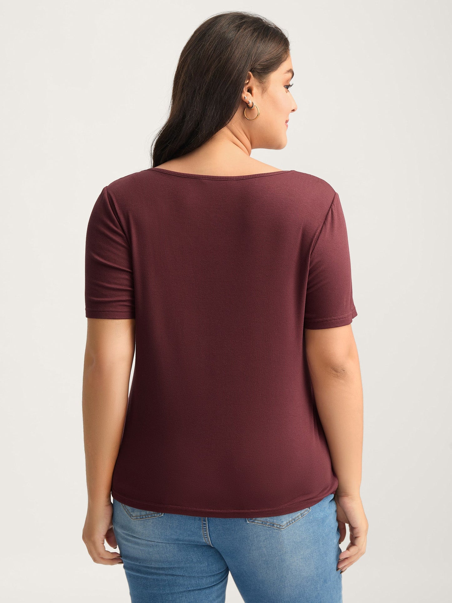 Lace V-Neck Fitted T-Shirt