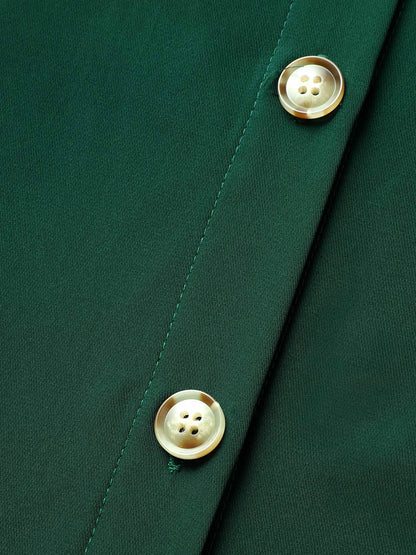Suit Collar Button Detail Batwing Sleeve Dress