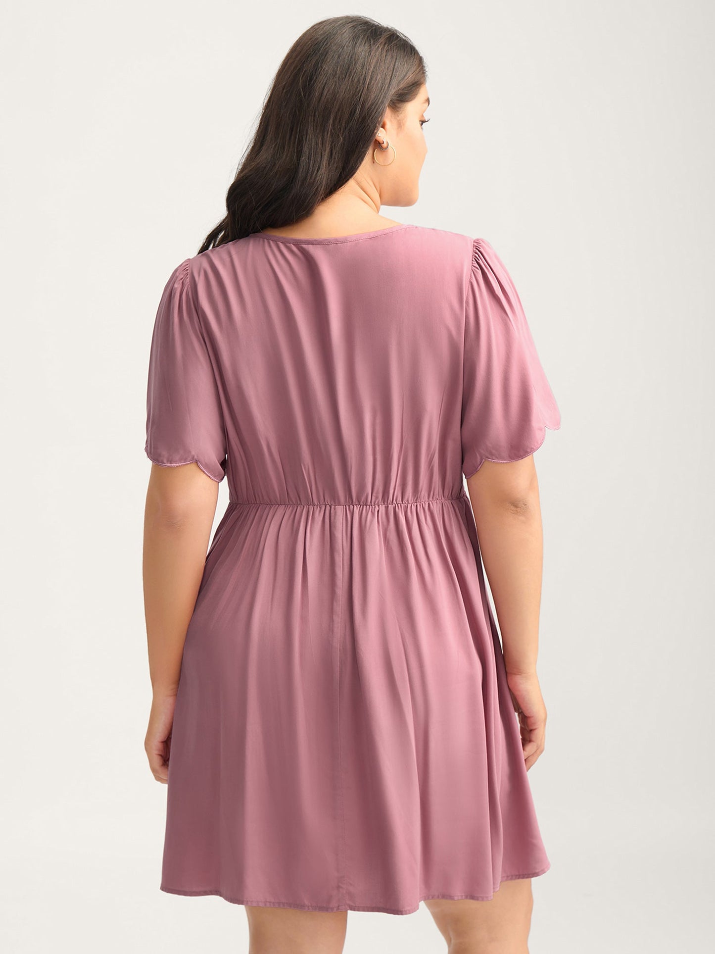 Rayon Bodice Embroidered Patchwork Knot Midi Dress