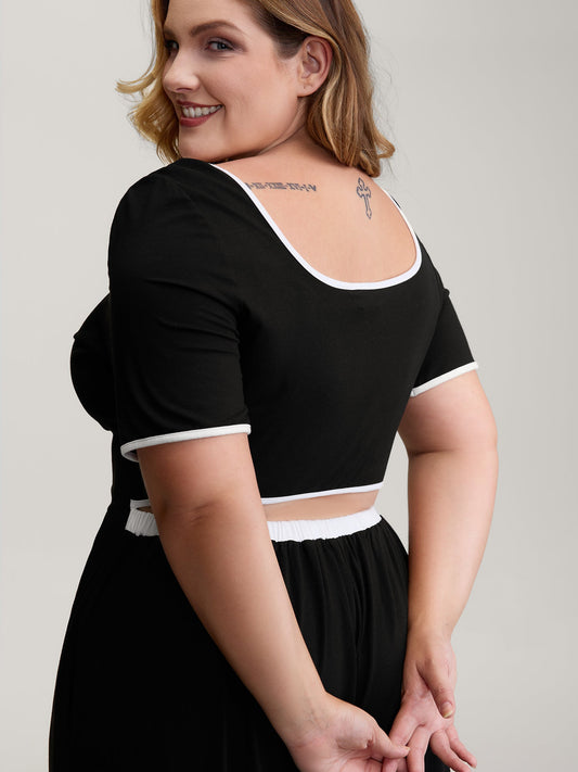 Easy Peezy Square Neckline Contrast Pockets Jumpsuit